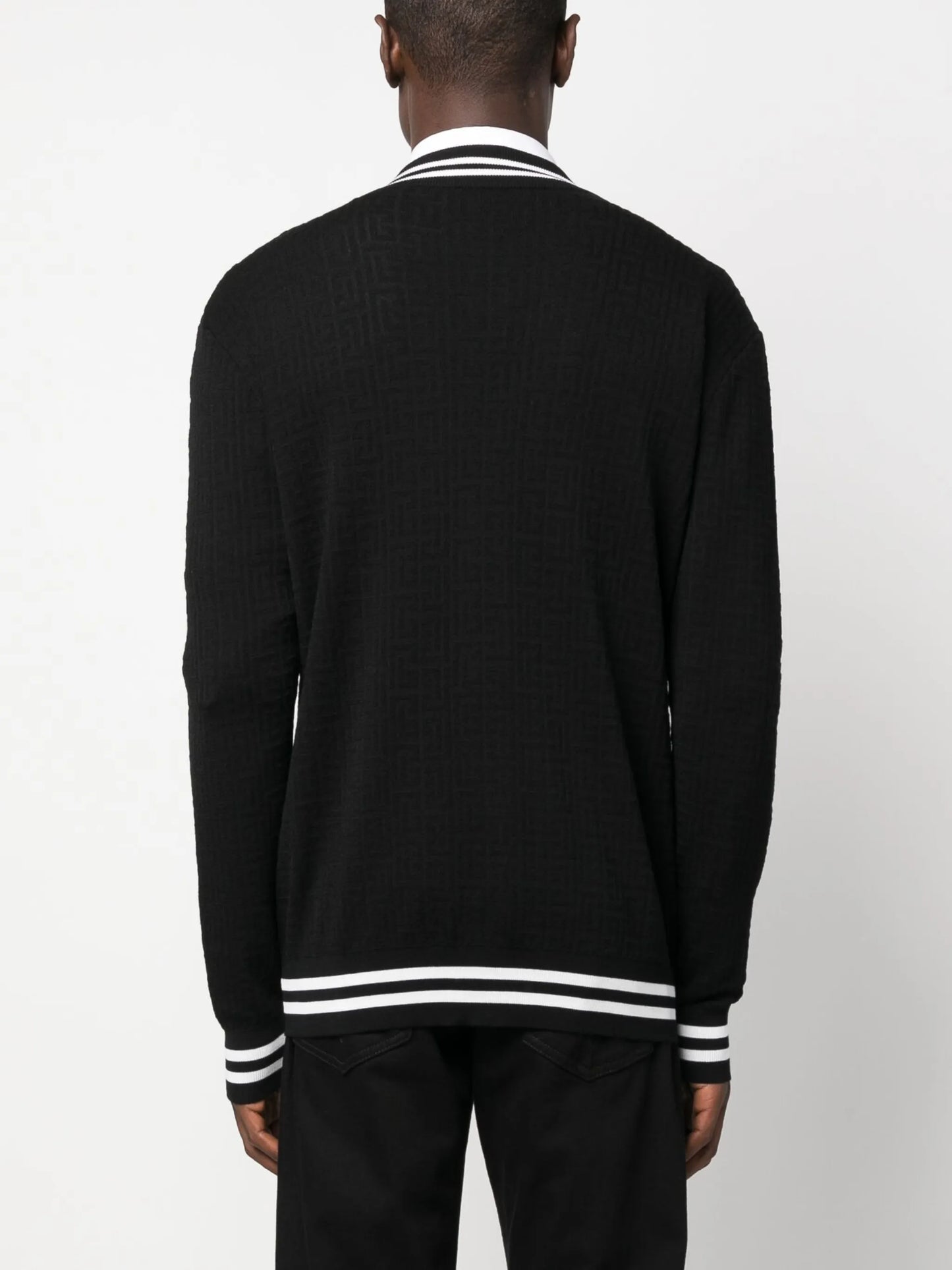 contrasting-trim V-neck cardigan