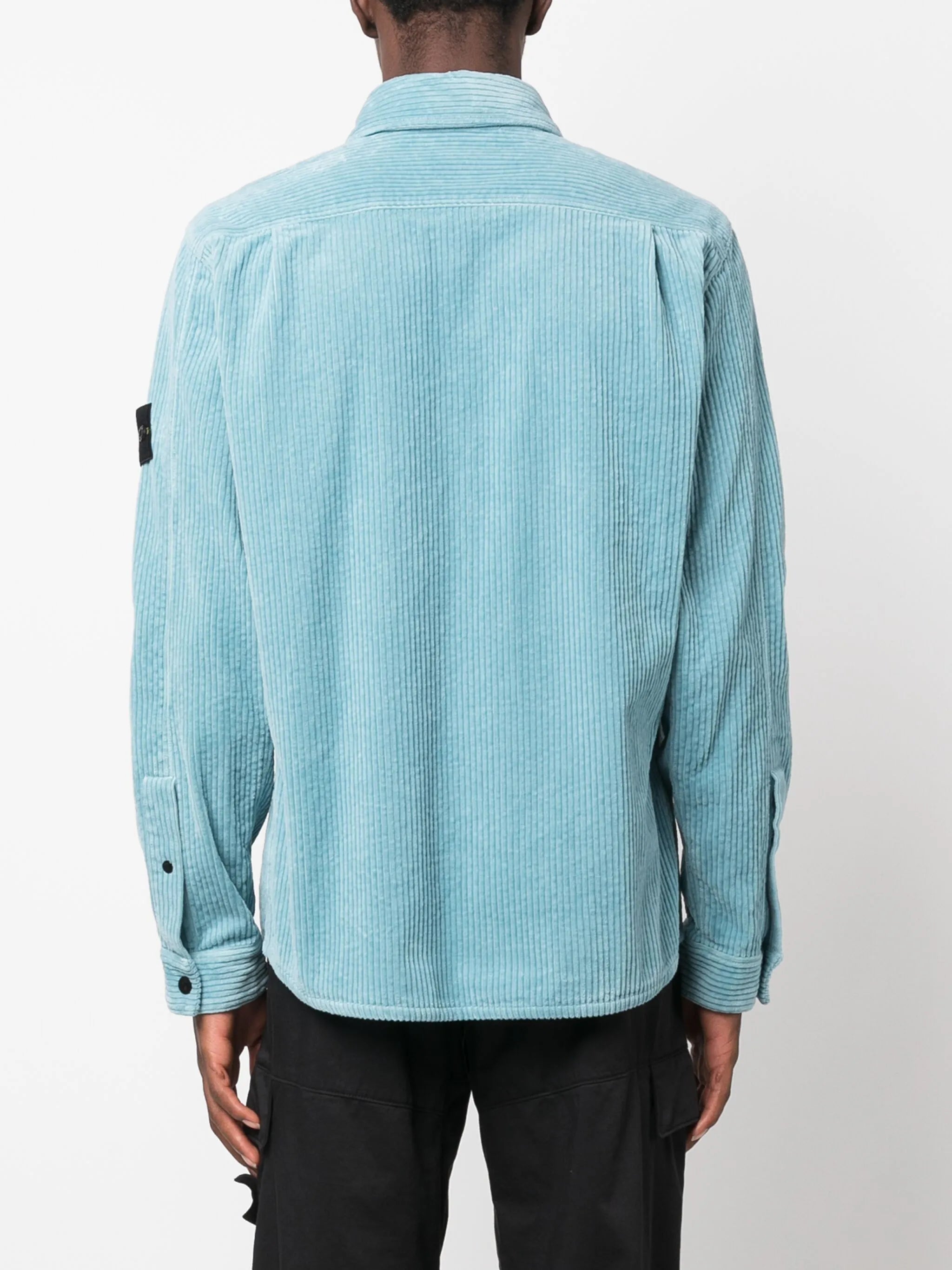 Compass-badge corduroy shirt jacket