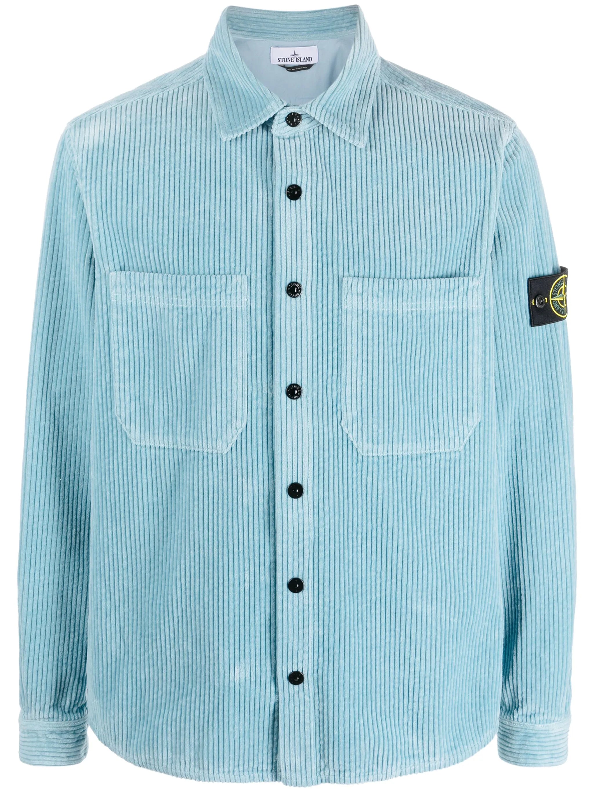 Compass-badge corduroy shirt jacket