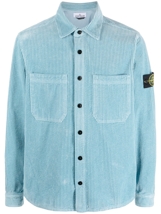 Compass-badge corduroy shirt jacket