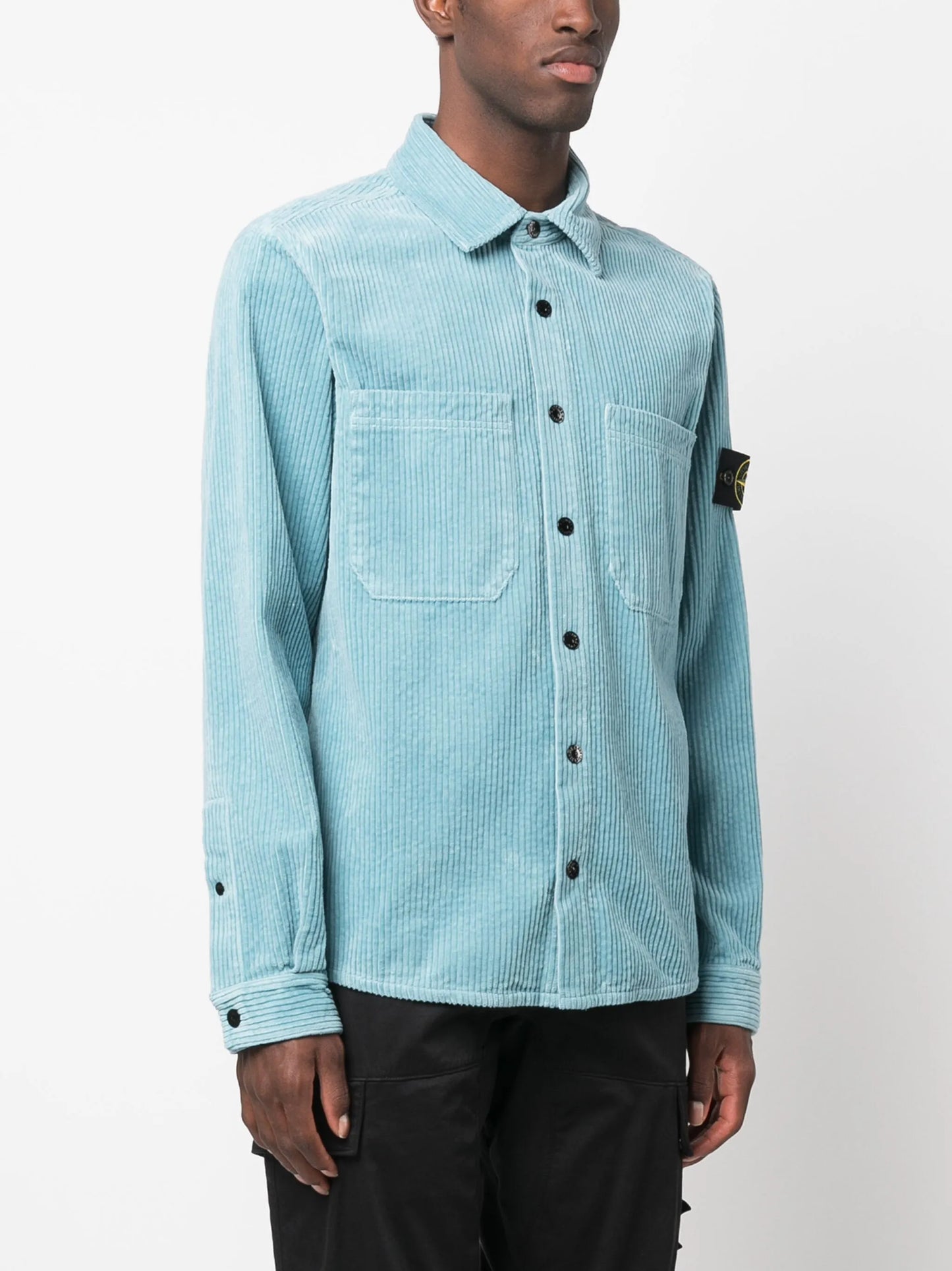 Compass-badge corduroy shirt jacket