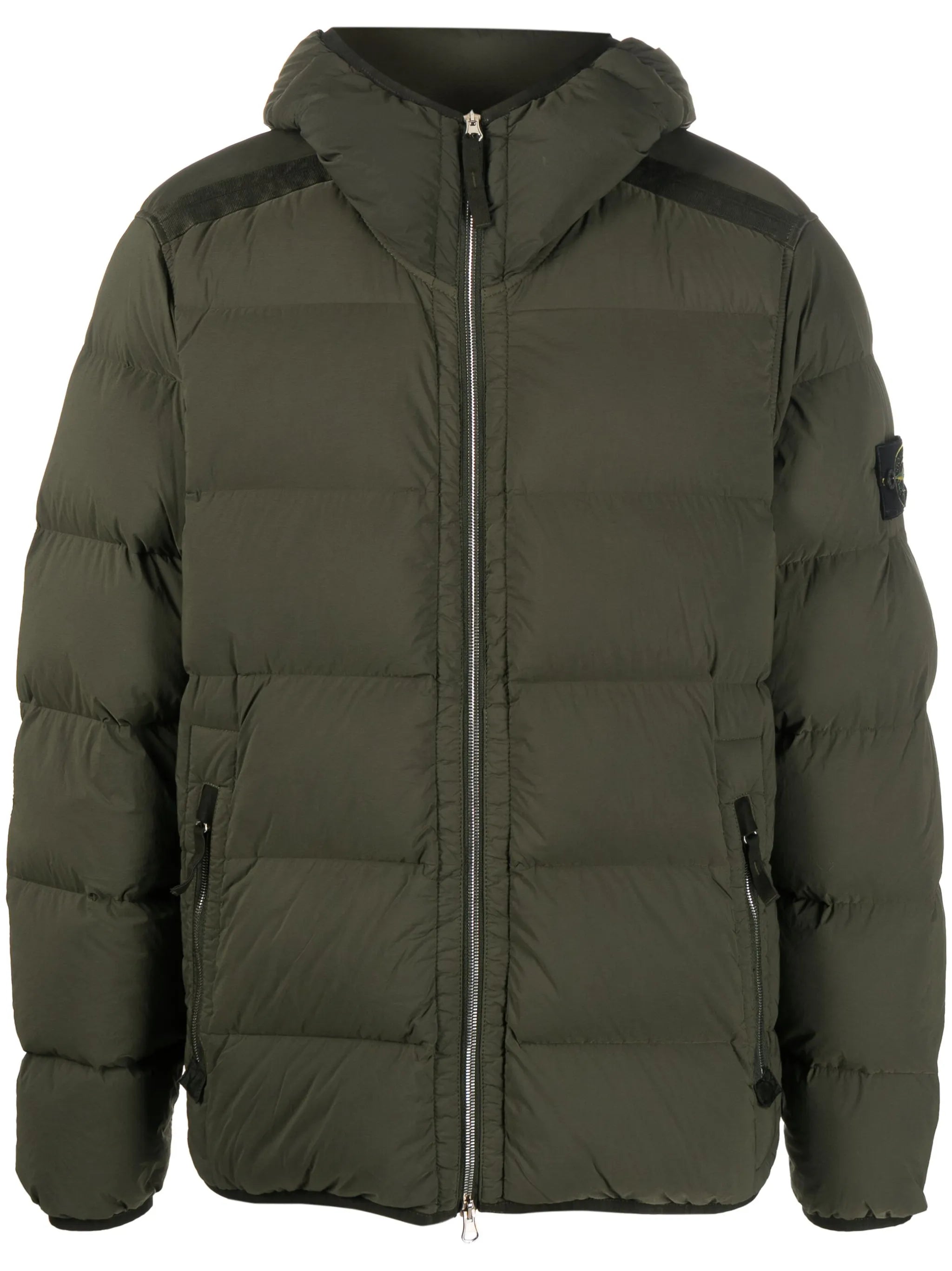 Compass-patch padded down jacket