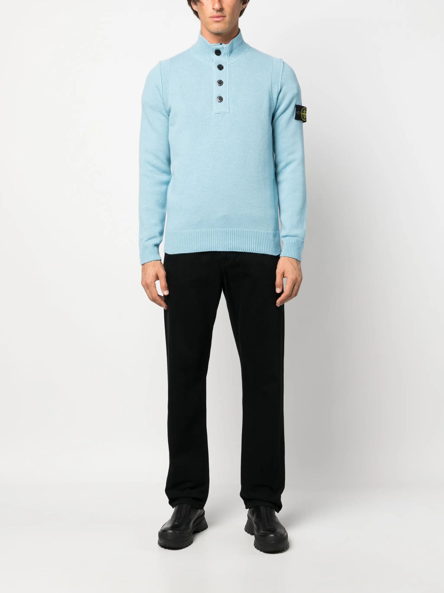 Compass-patch high-neck jumper