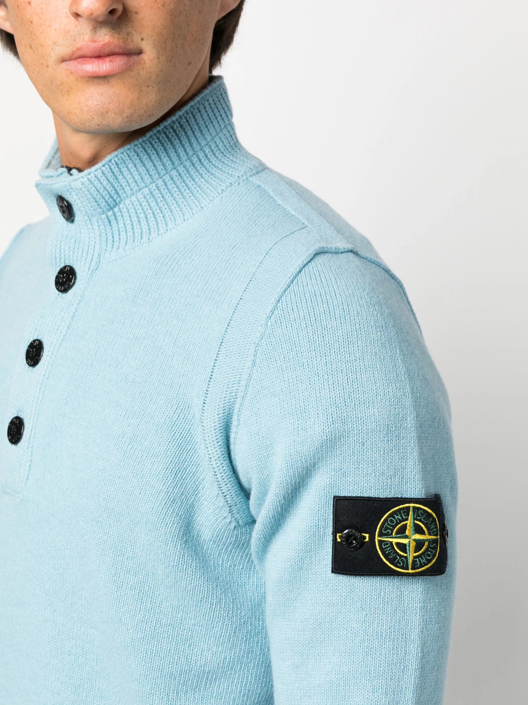 Compass-patch high-neck jumper