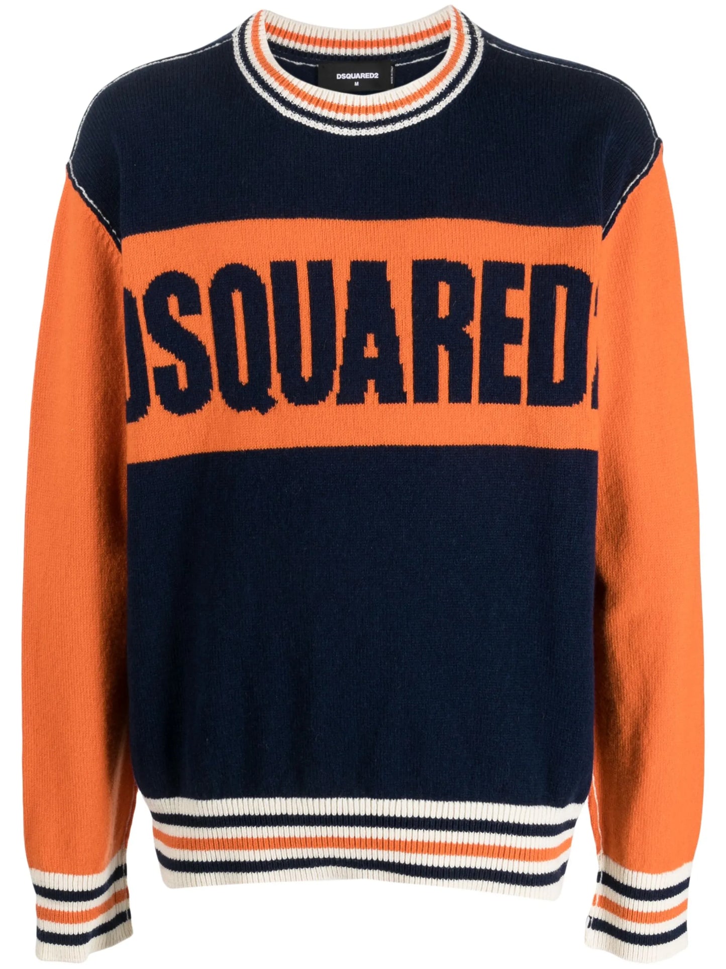 College intarsia-knit logo crew-neck jumper