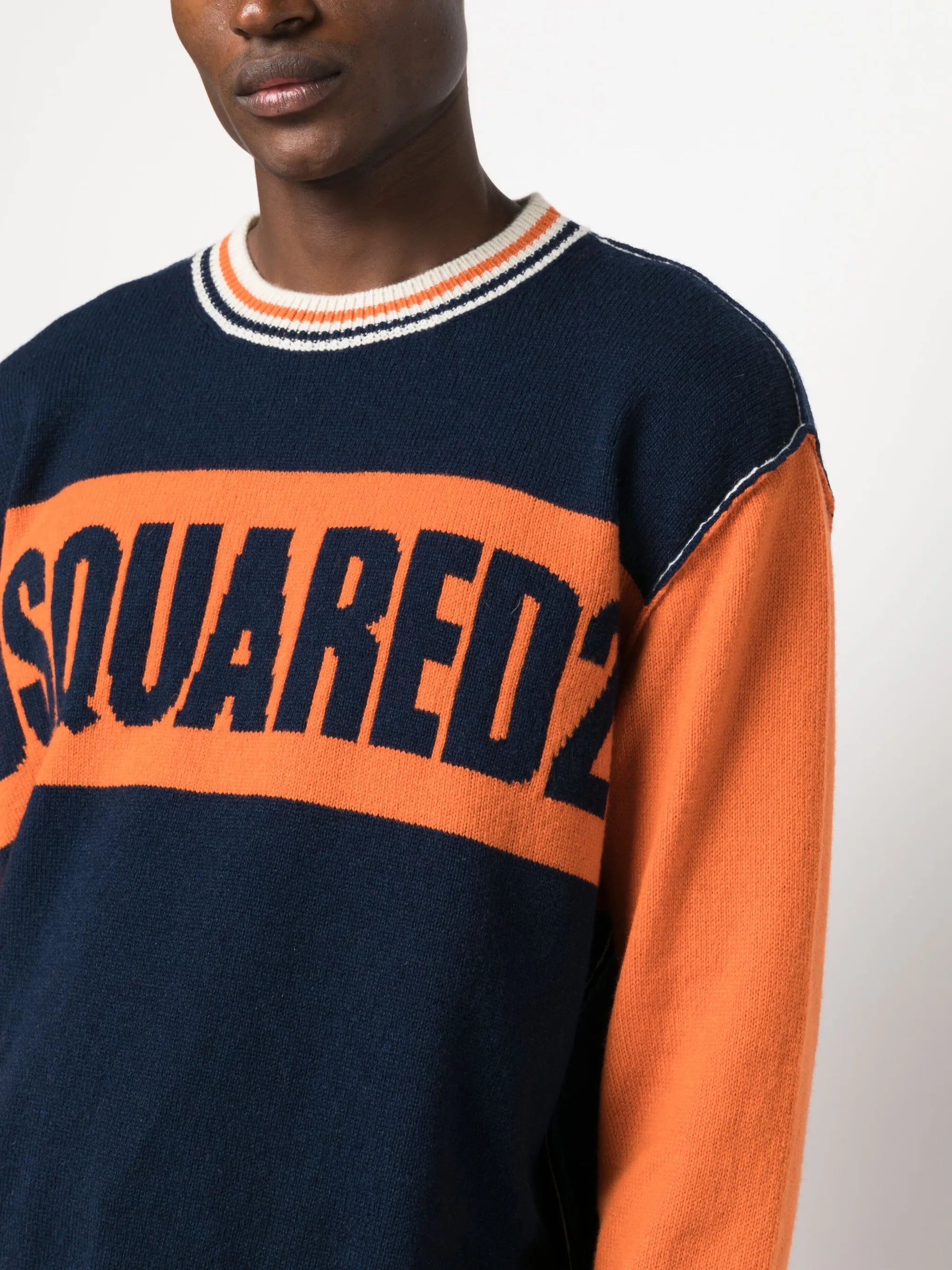 College intarsia-knit logo crew-neck jumper