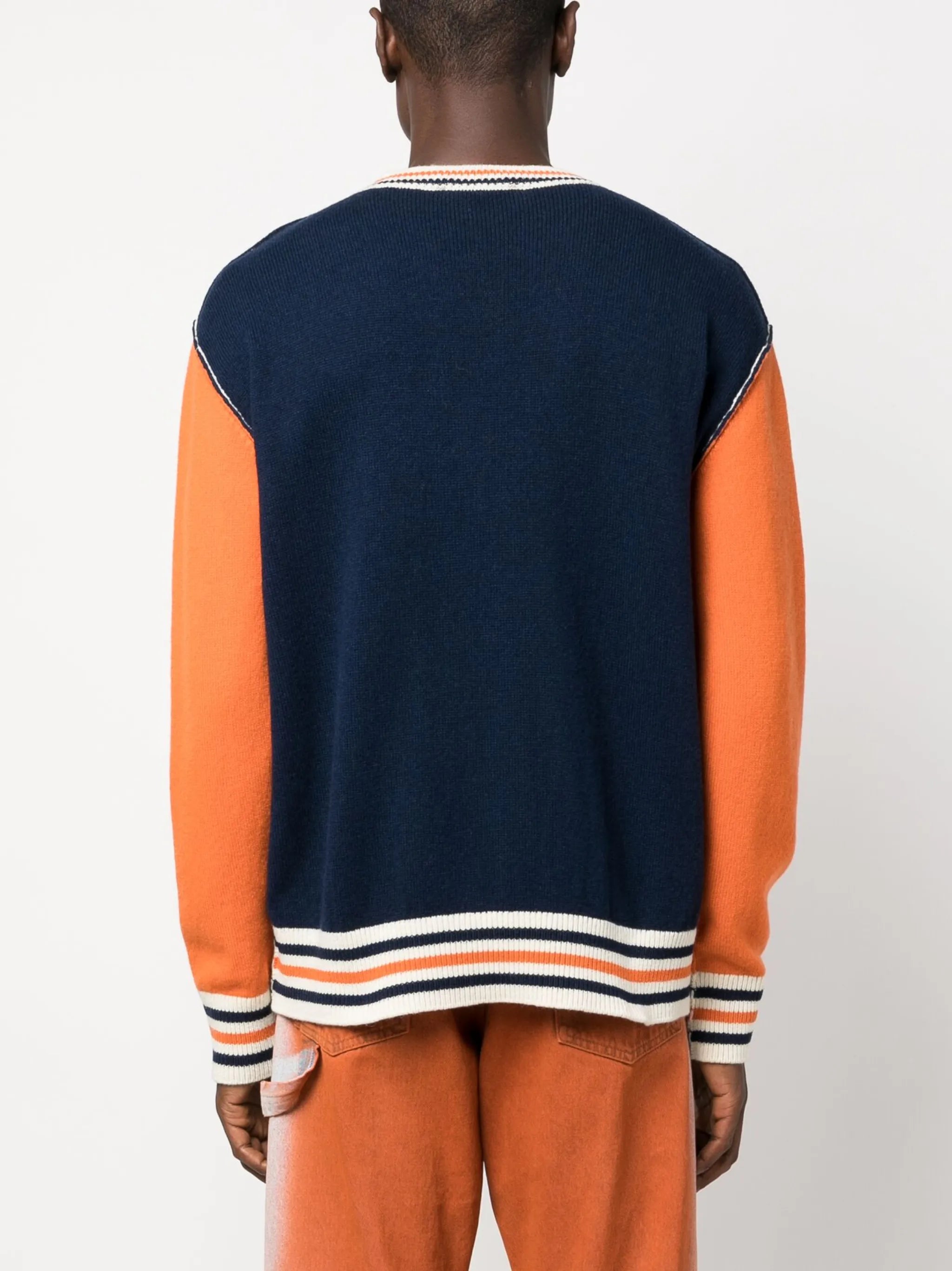 College intarsia-knit logo crew-neck jumper