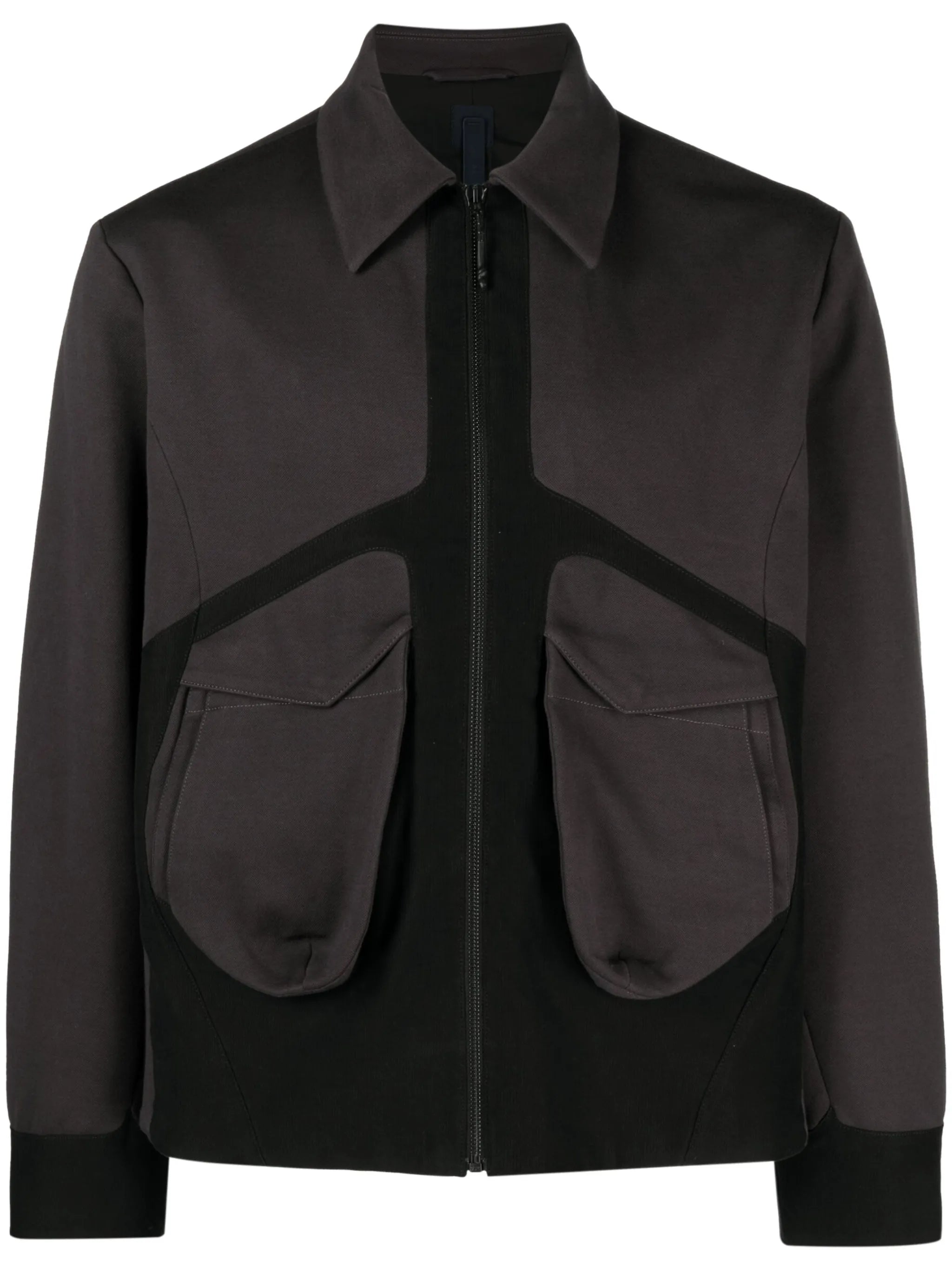 panelled zip-up shirt jacket