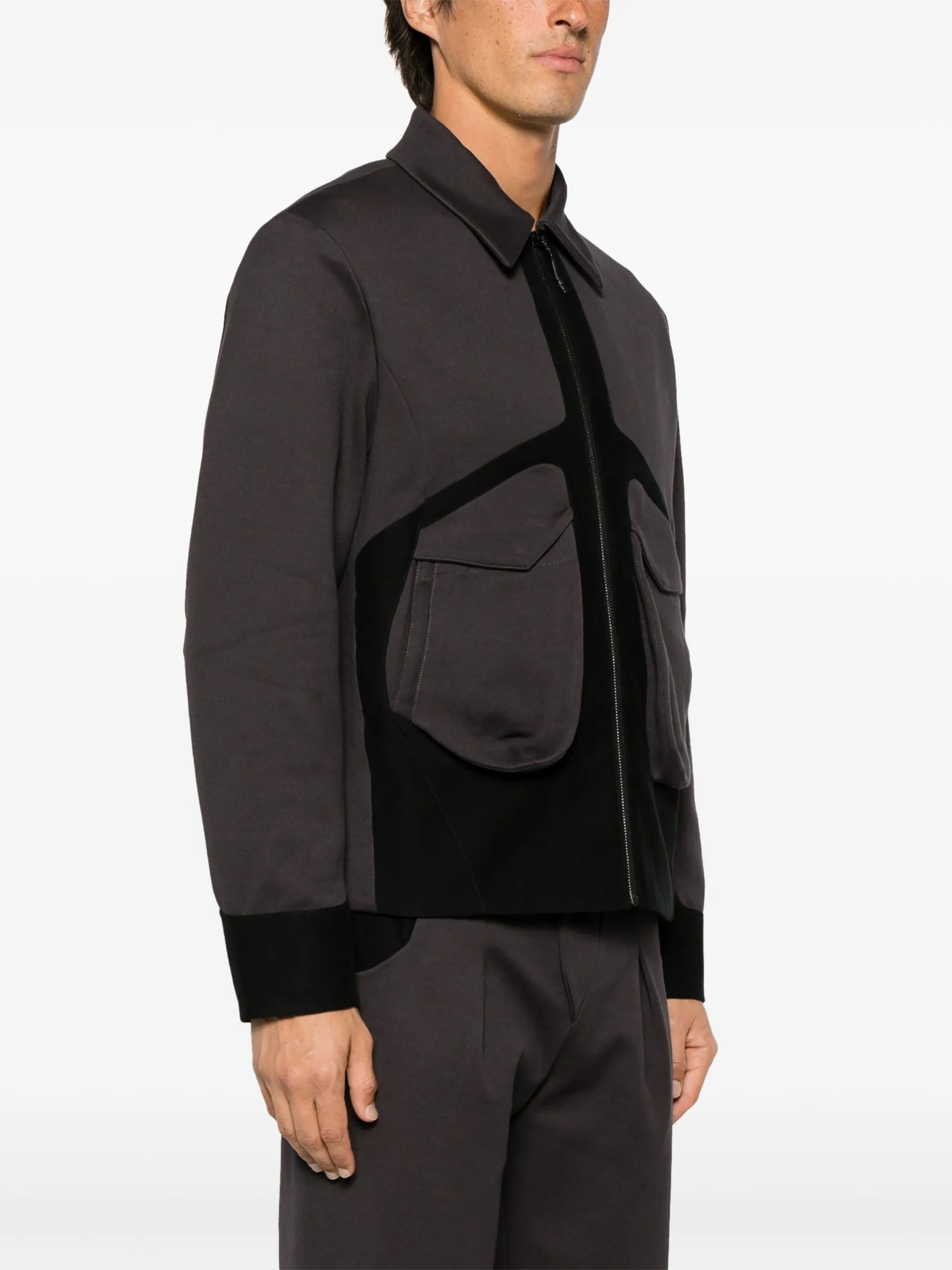 panelled zip-up shirt jacket