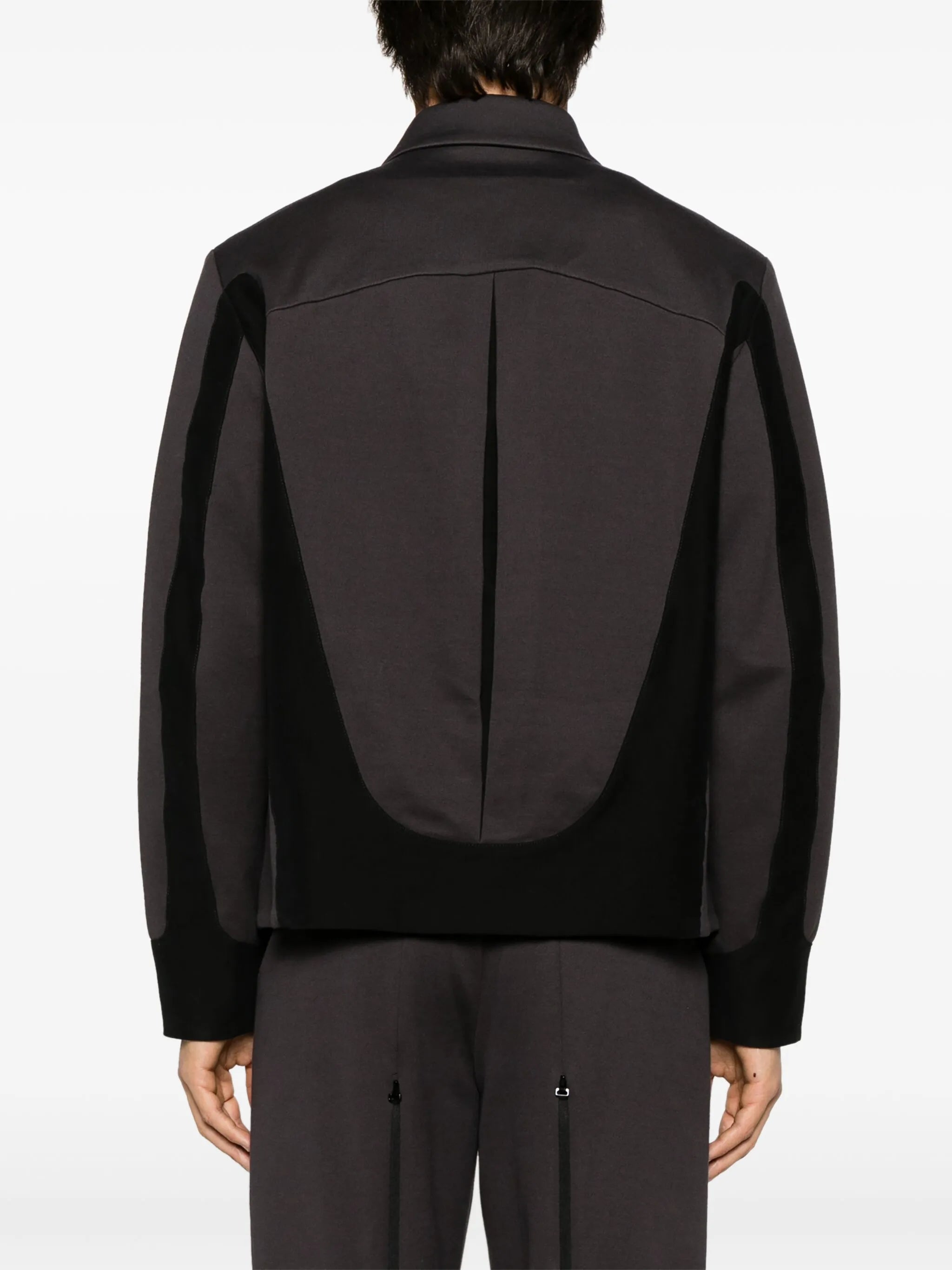 panelled zip-up shirt jacket