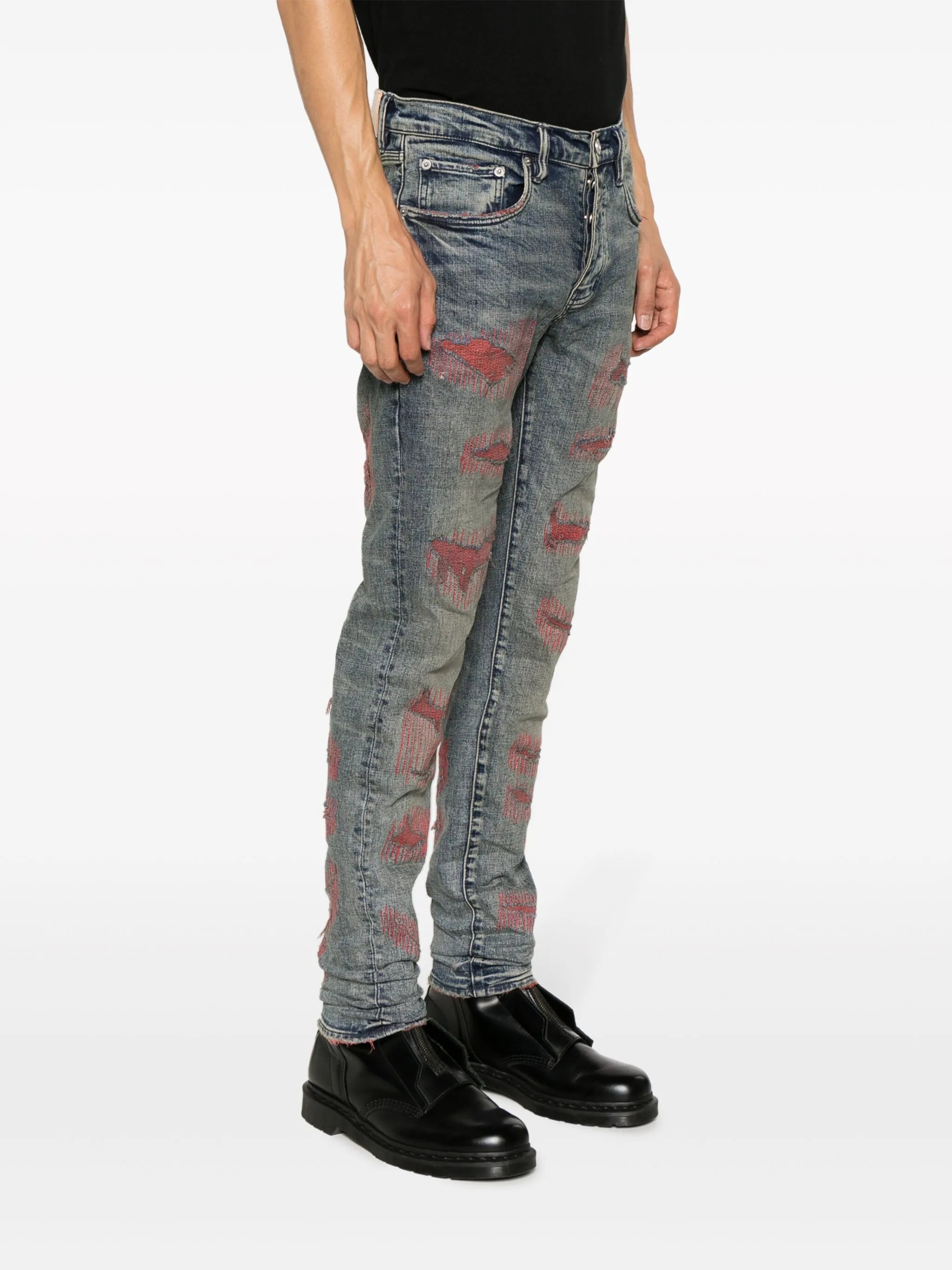 distressed-effect slim-fit jeans