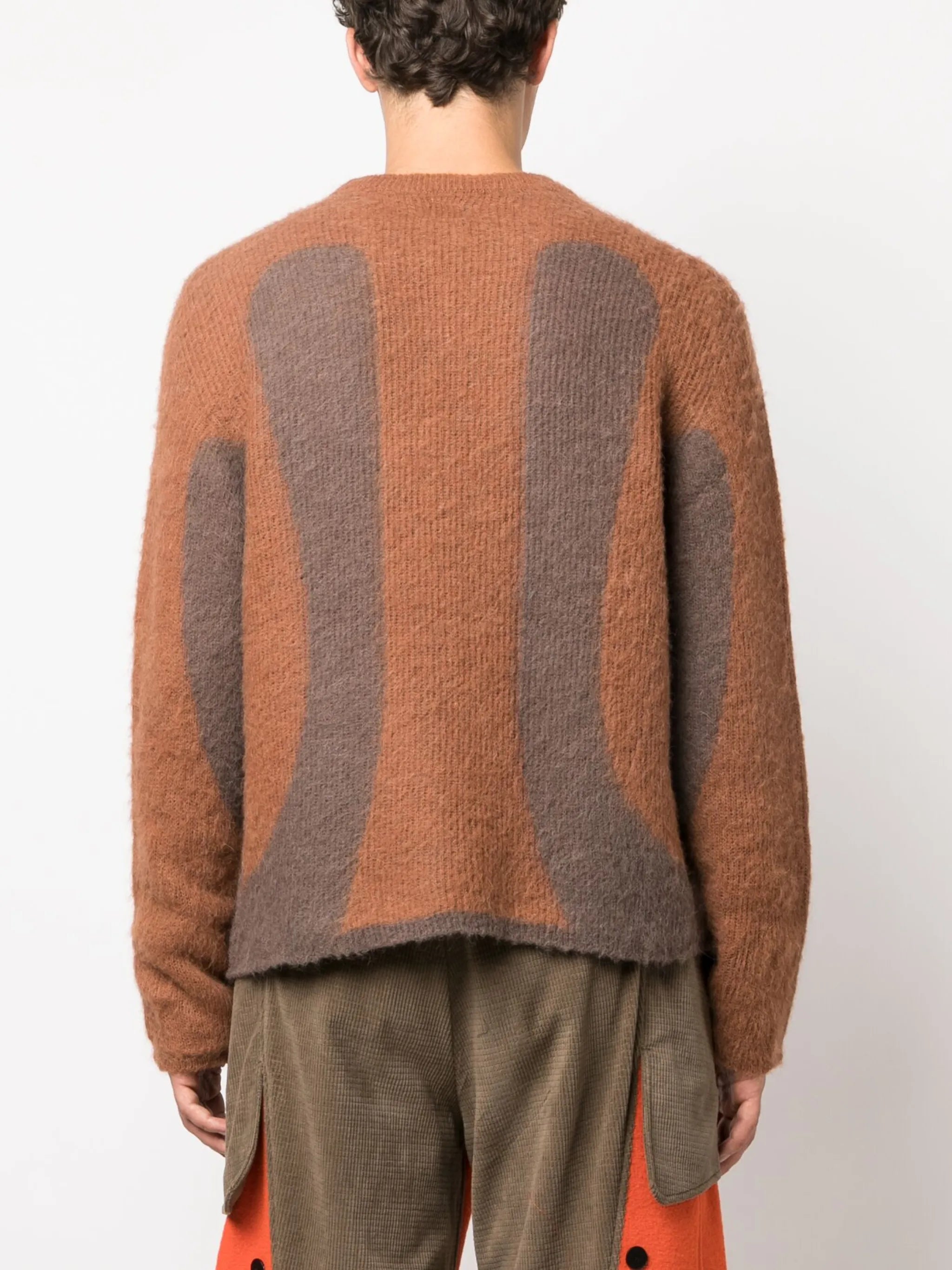 Liquid brushed intarsia-knit jumper