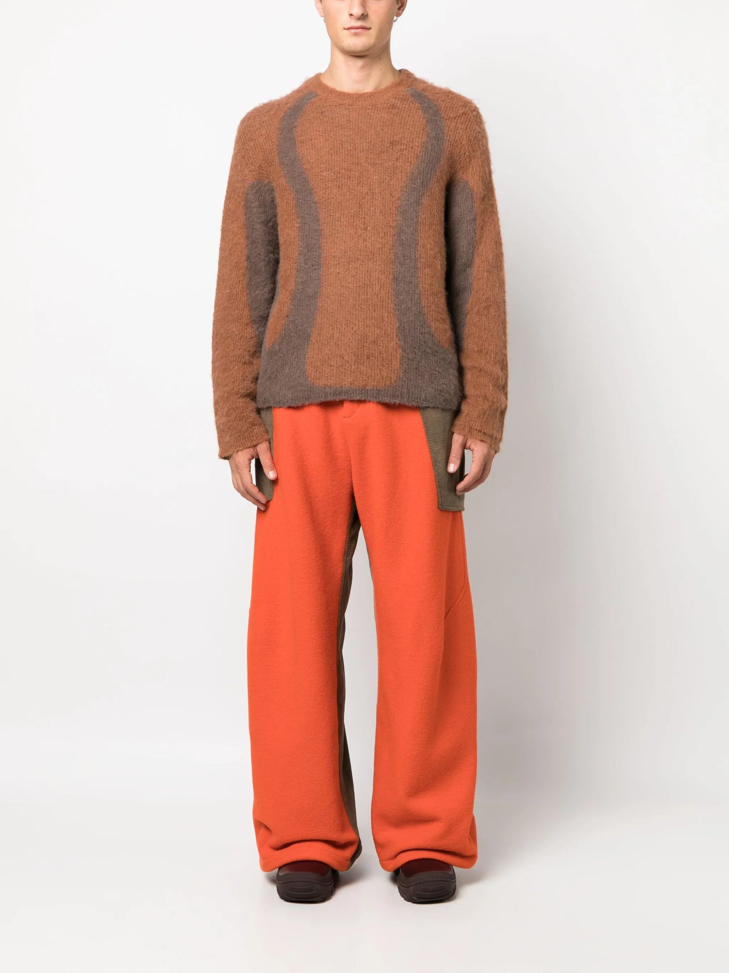 Liquid brushed intarsia-knit jumper