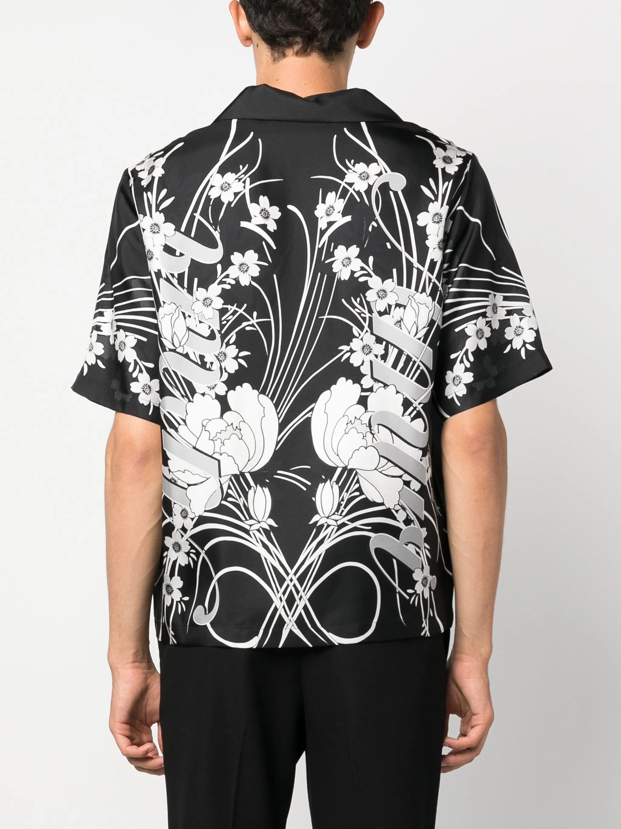 floral-print silk shirt