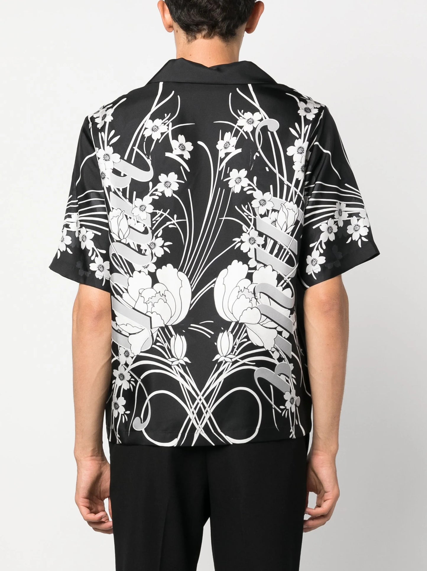 floral-print silk shirt