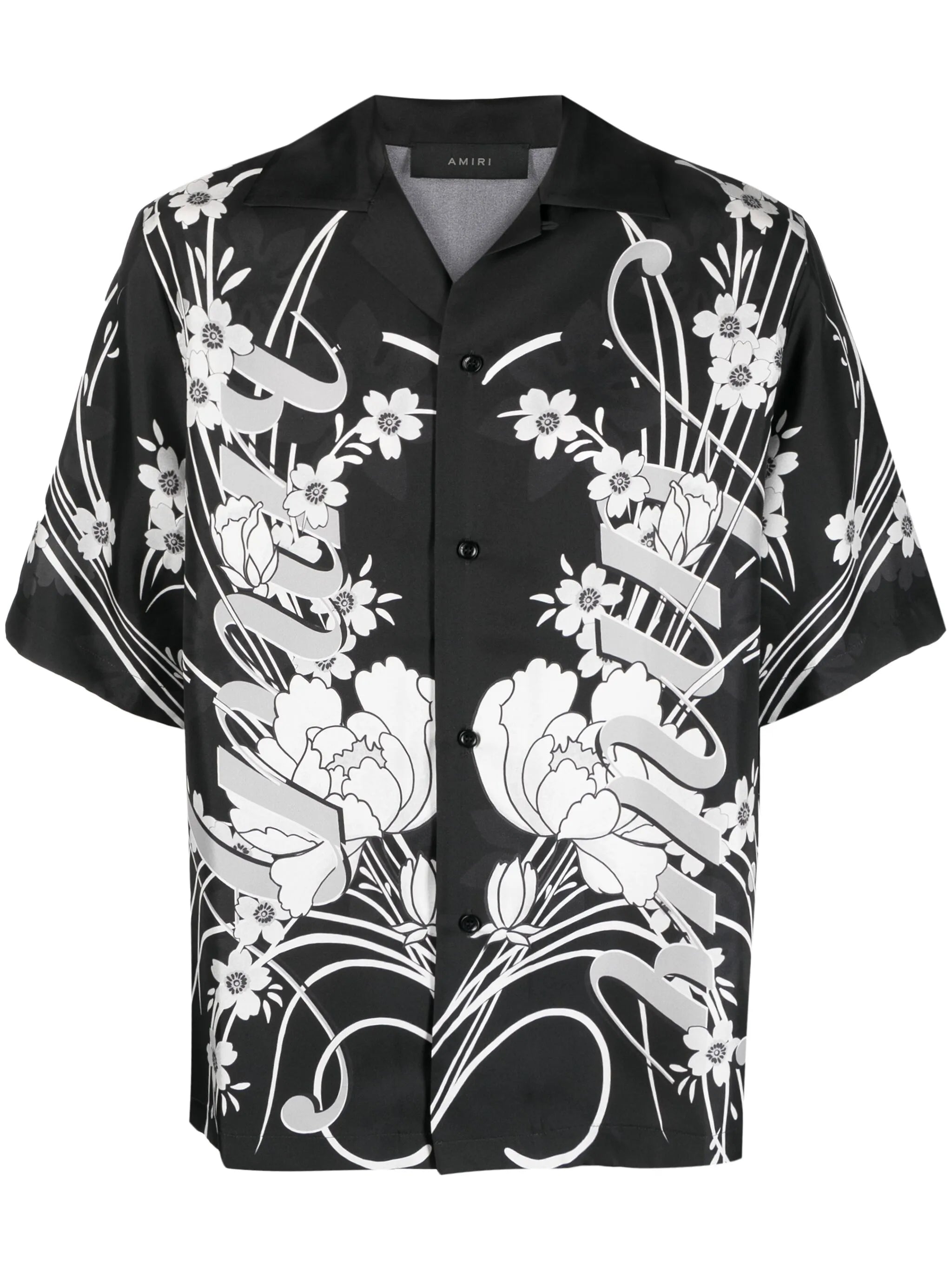 floral-print silk shirt