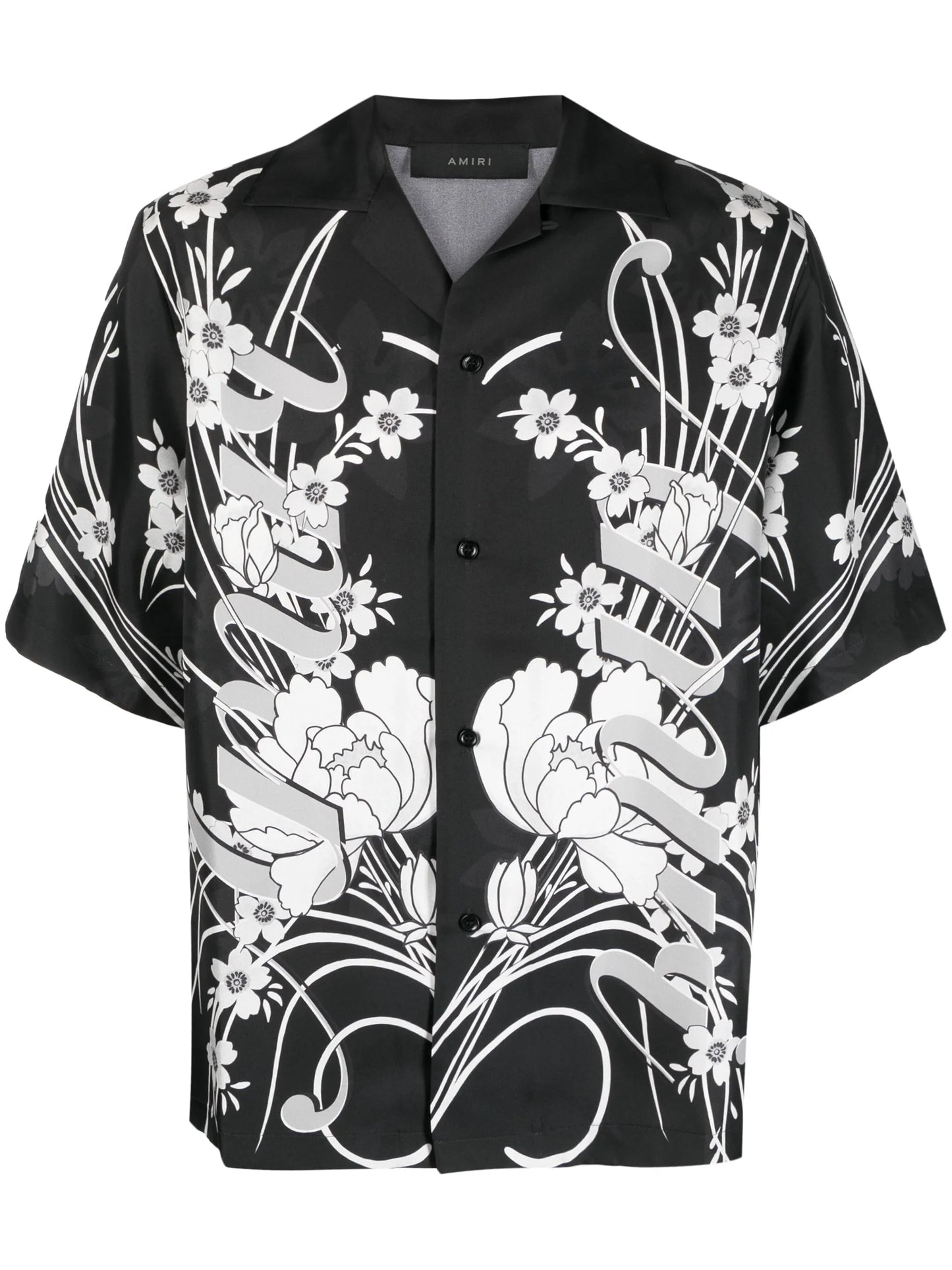 floral-print silk shirt