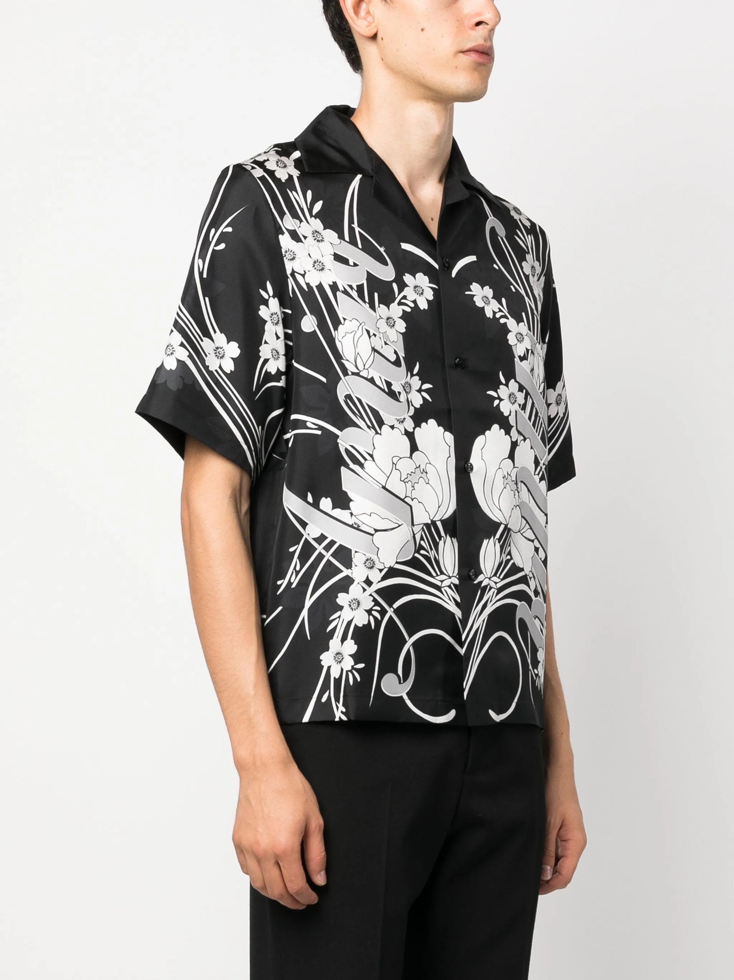floral-print silk shirt