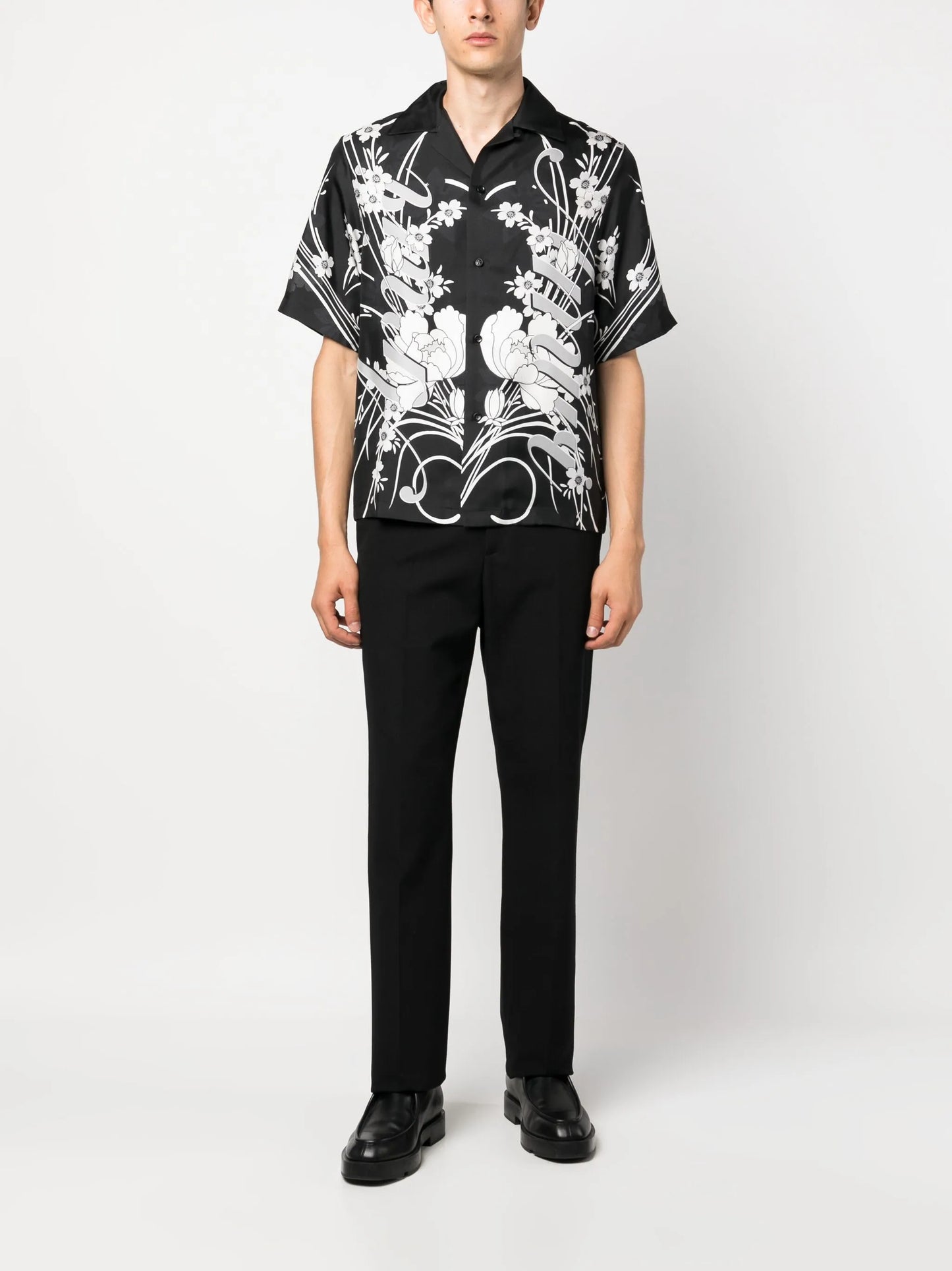 floral-print silk shirt