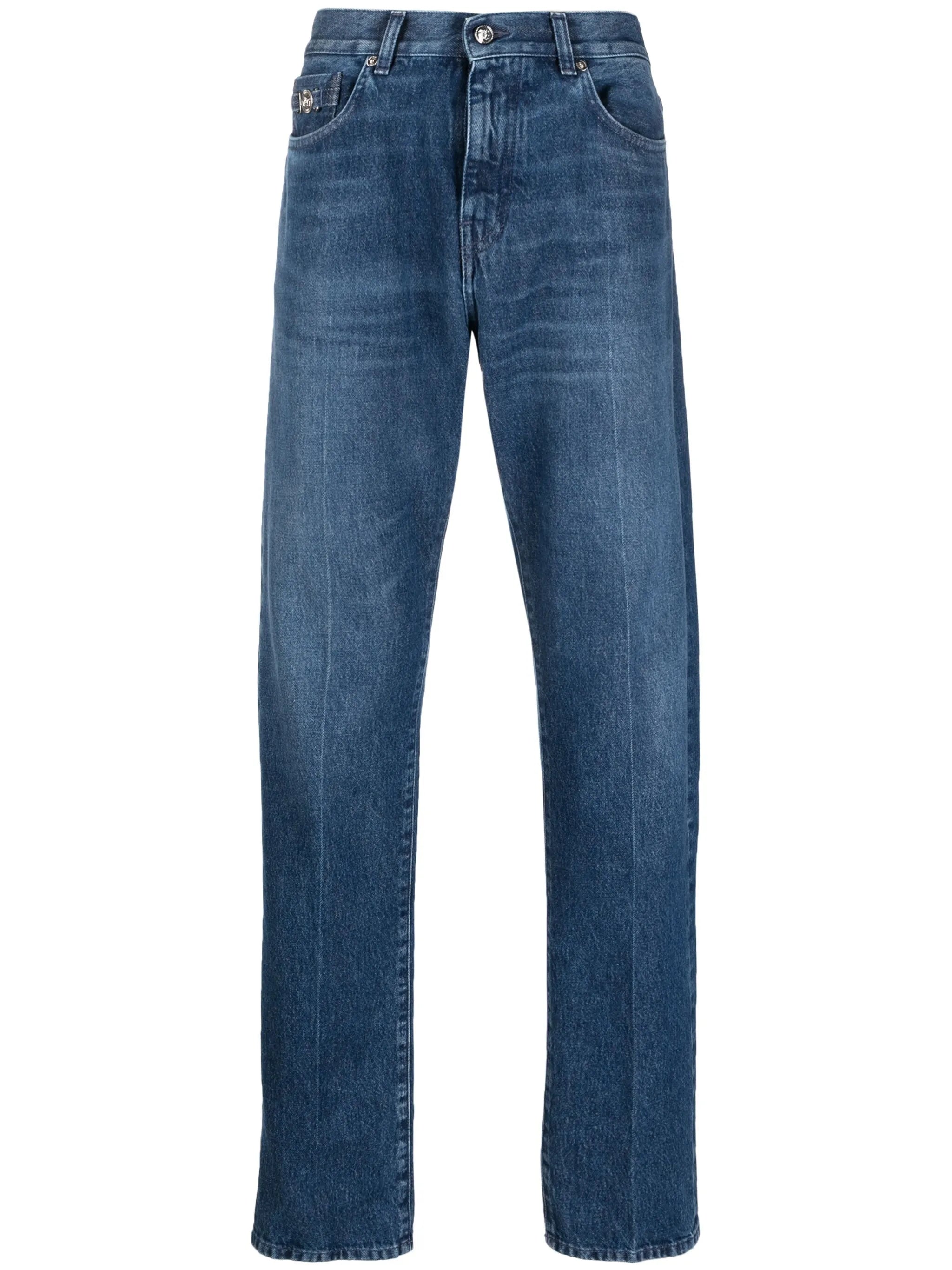 straight-leg mid-rise jeans