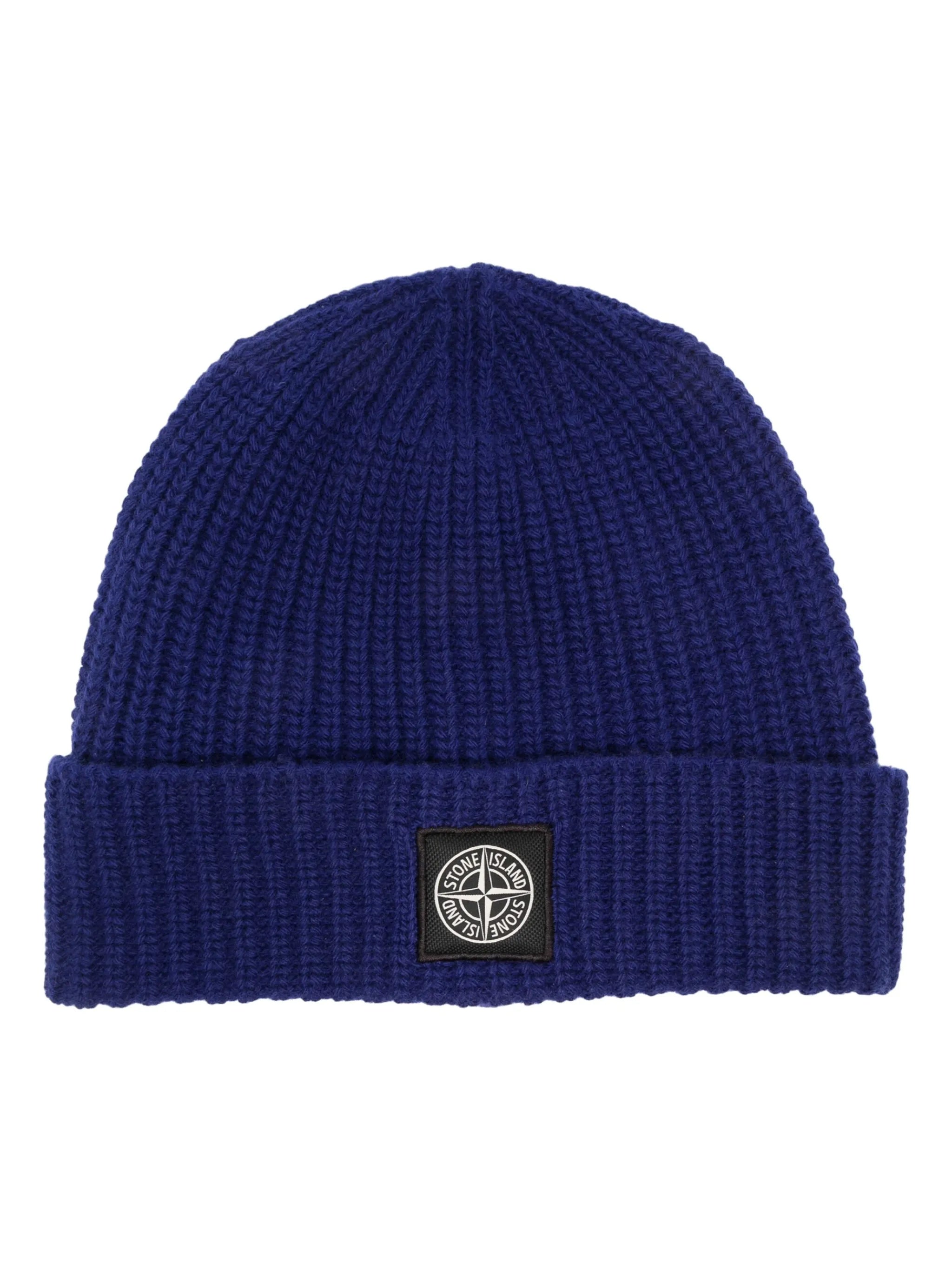 Compass-patch ribbed-knit beanie