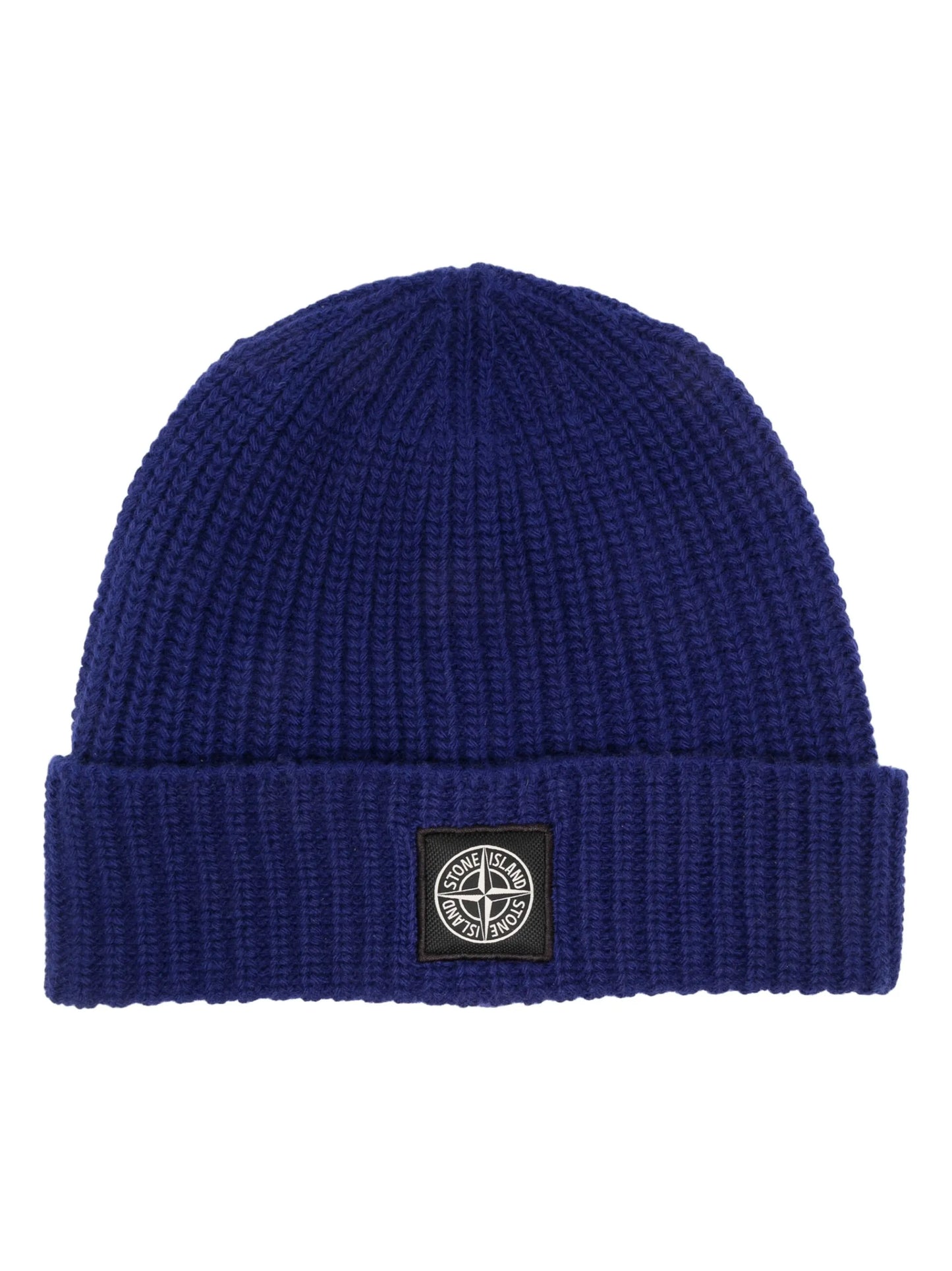 Compass-patch ribbed-knit beanie