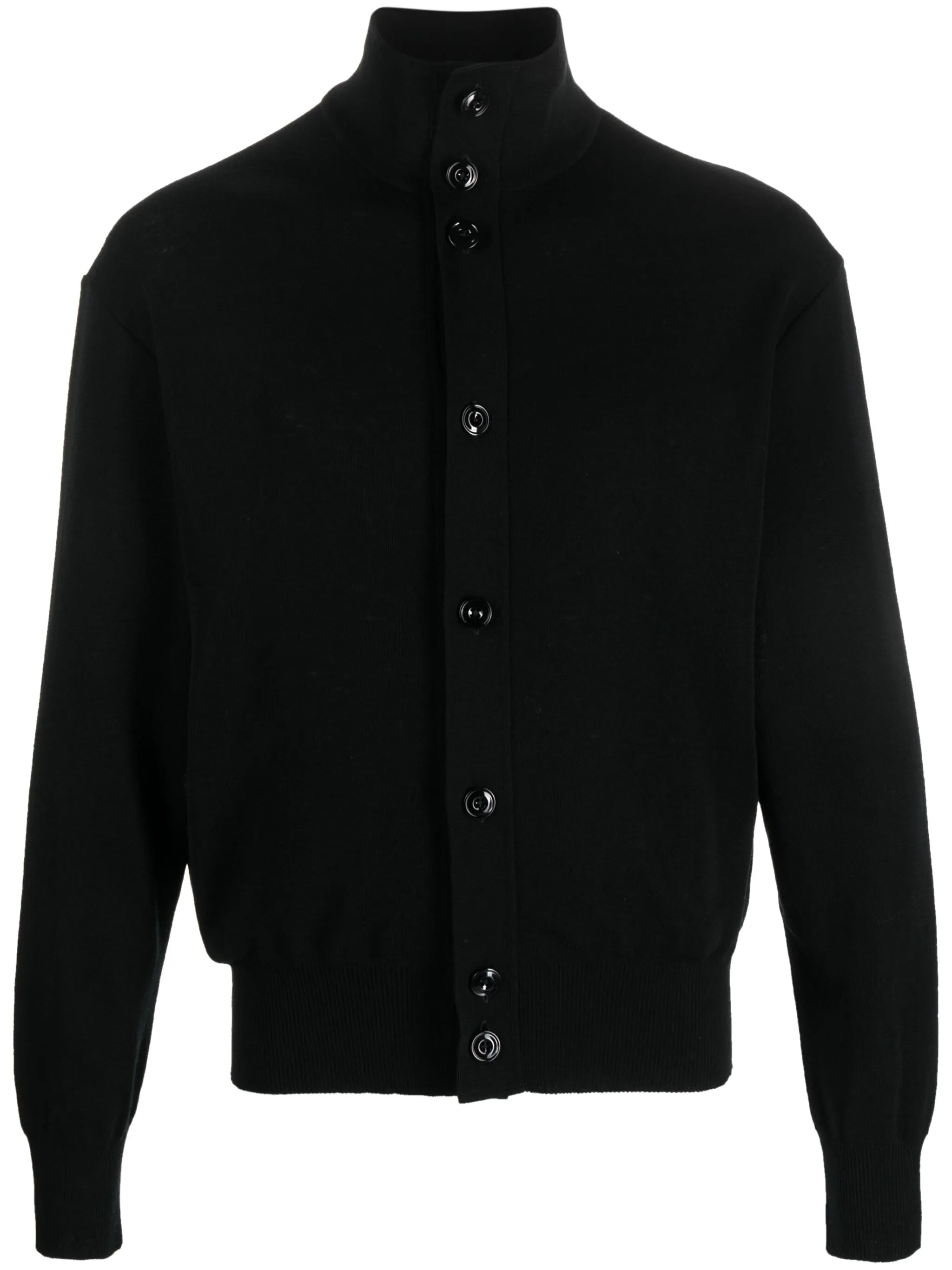 high-neck wool cardigan