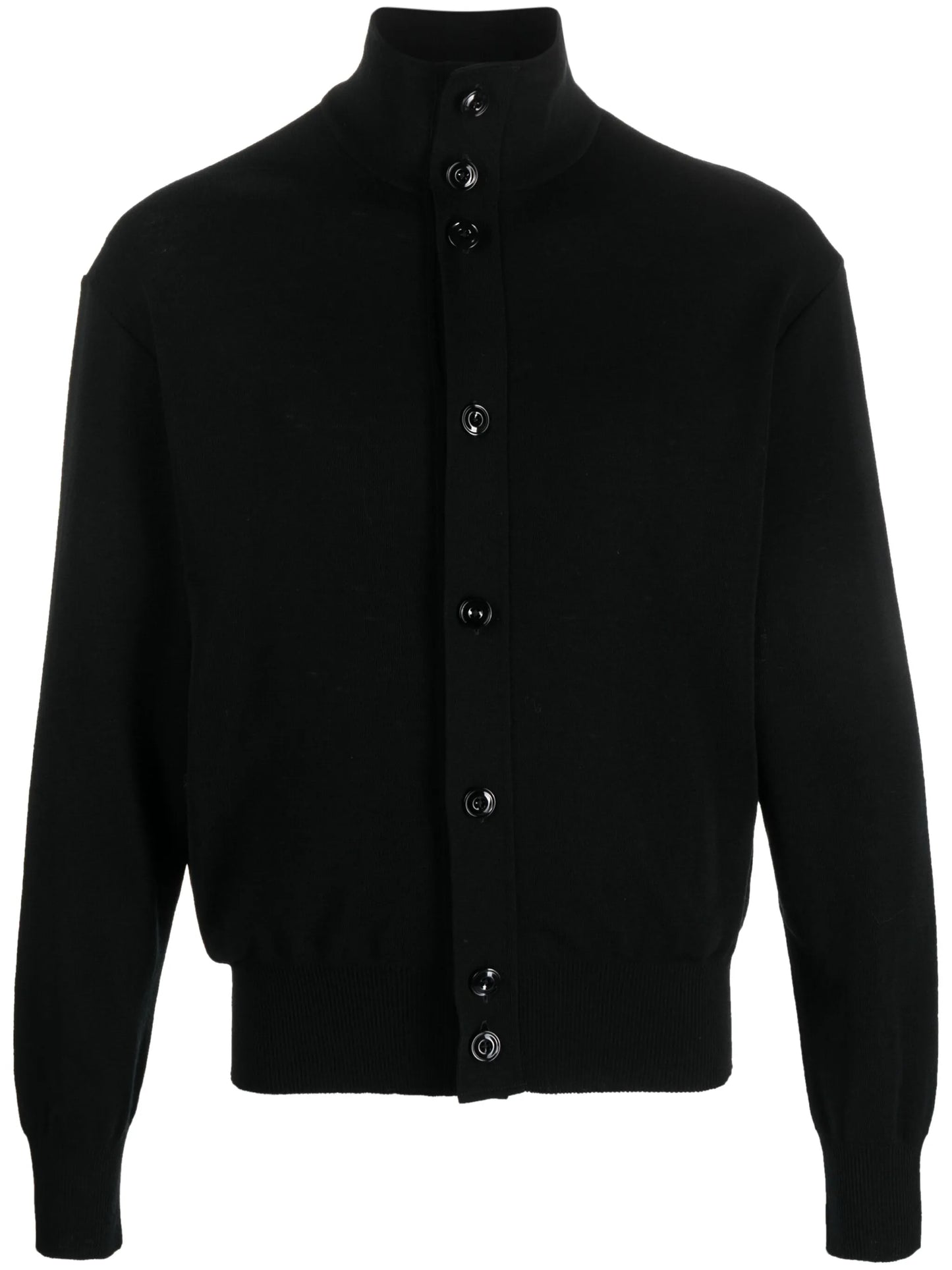 high-neck wool cardigan