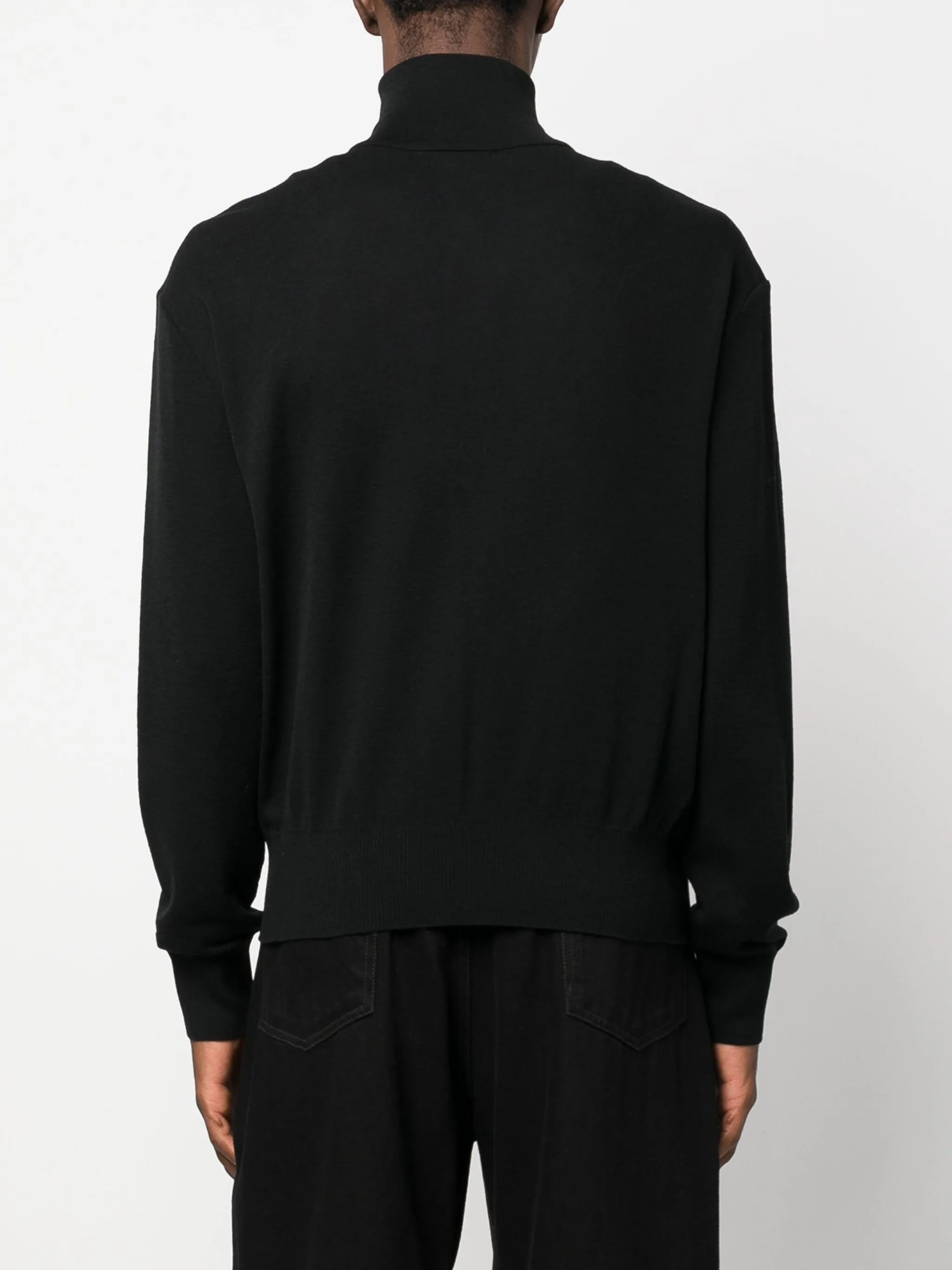 high-neck wool cardigan