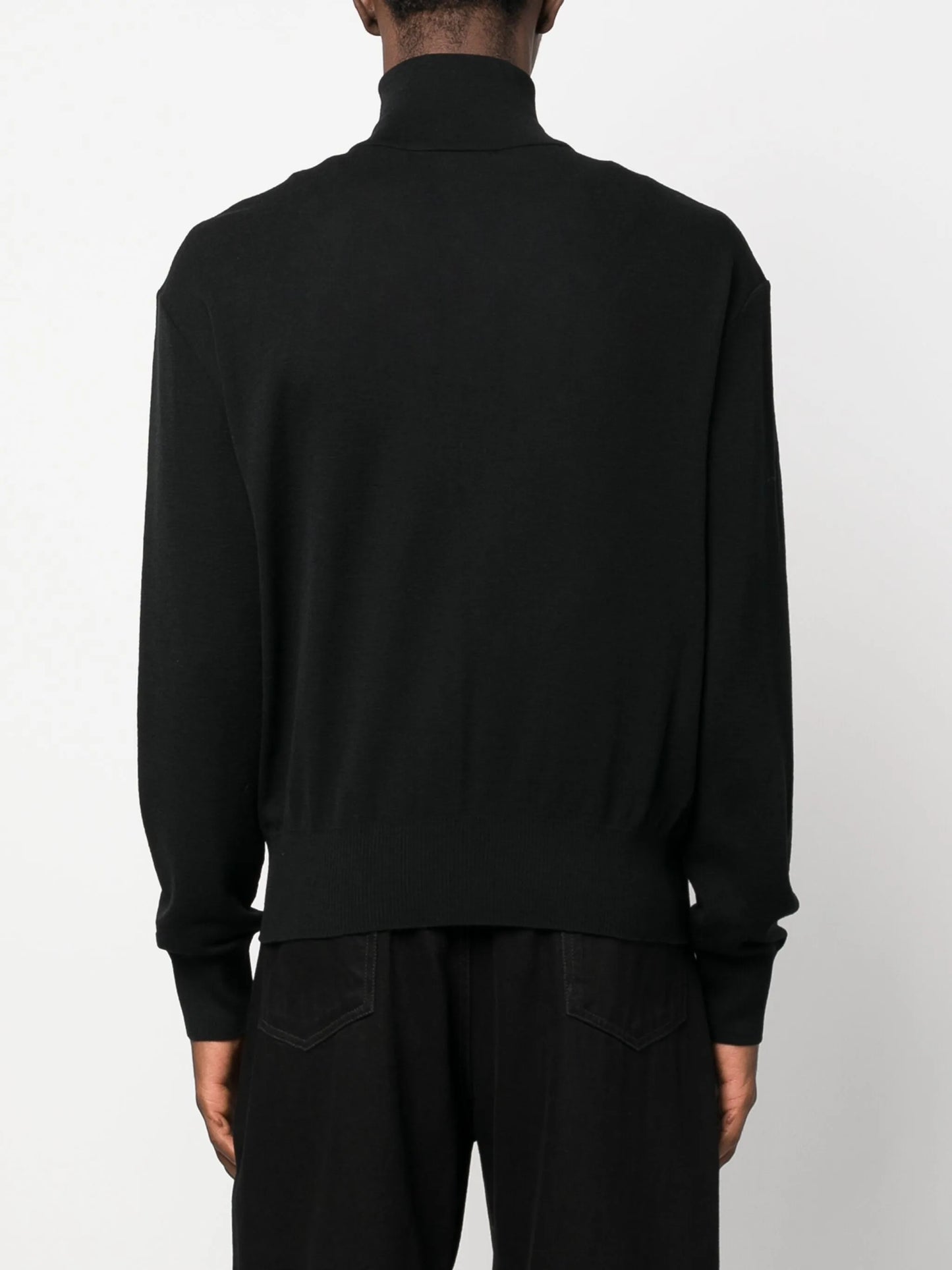 high-neck wool cardigan