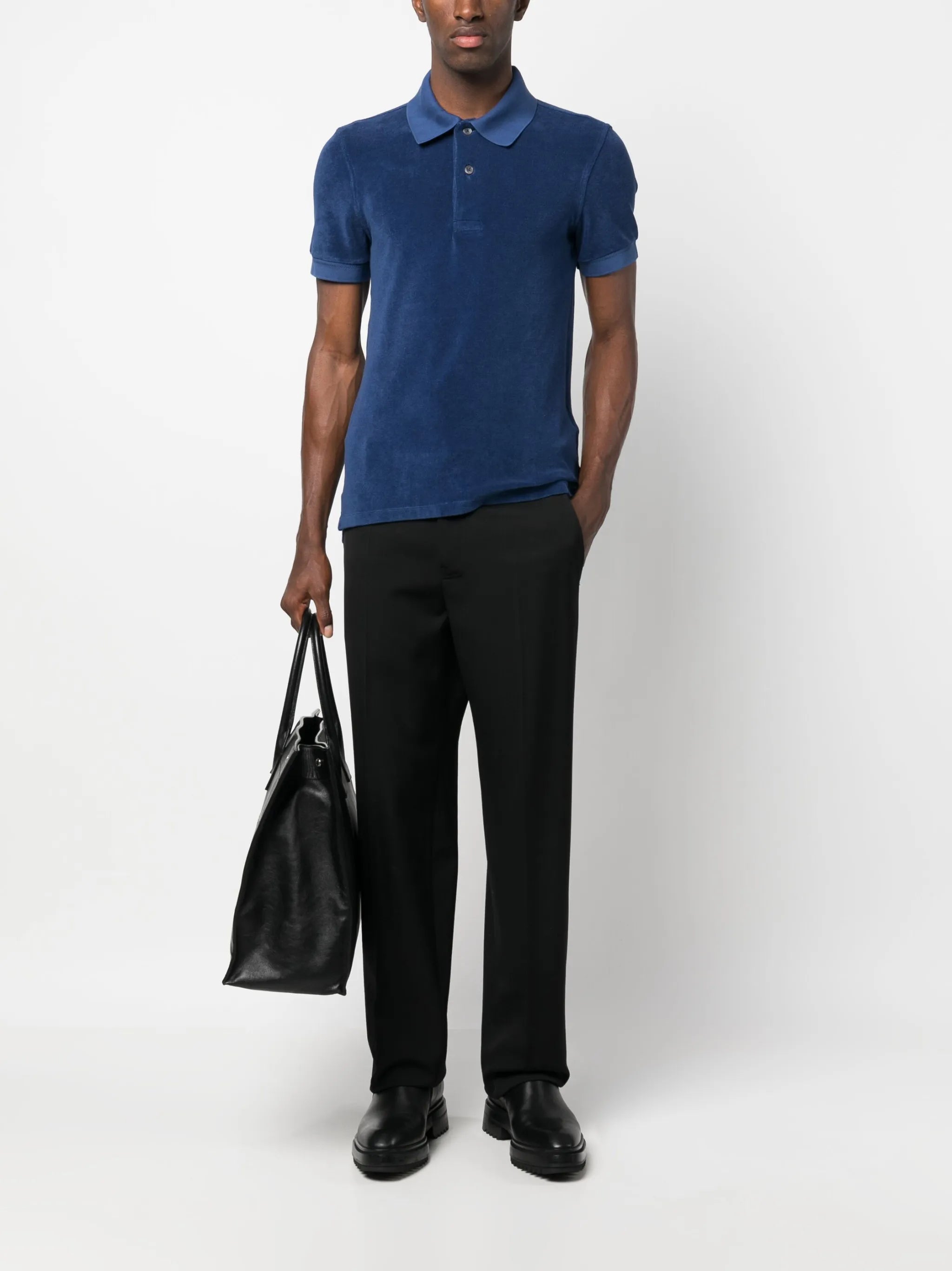 towelling-finish polo shirt