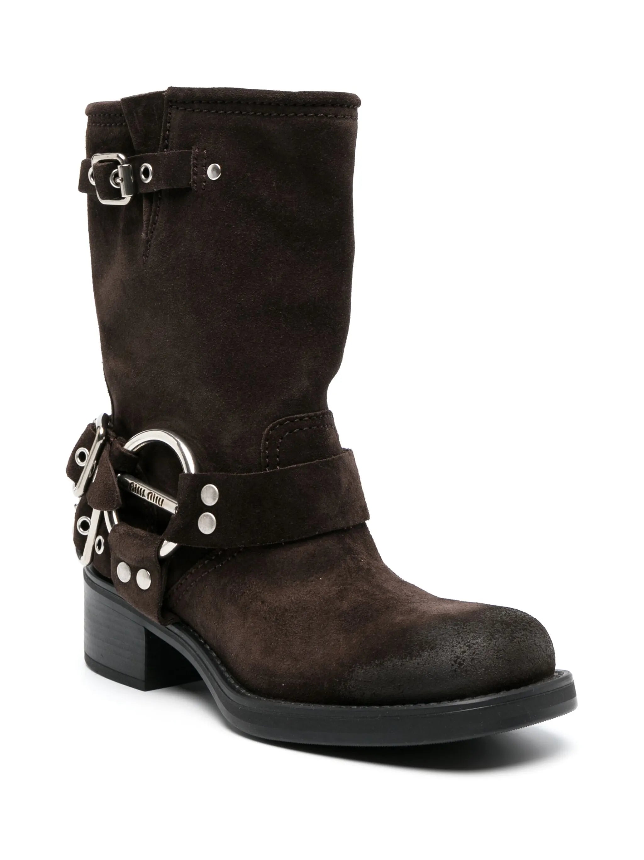 buckle-detail suede boots