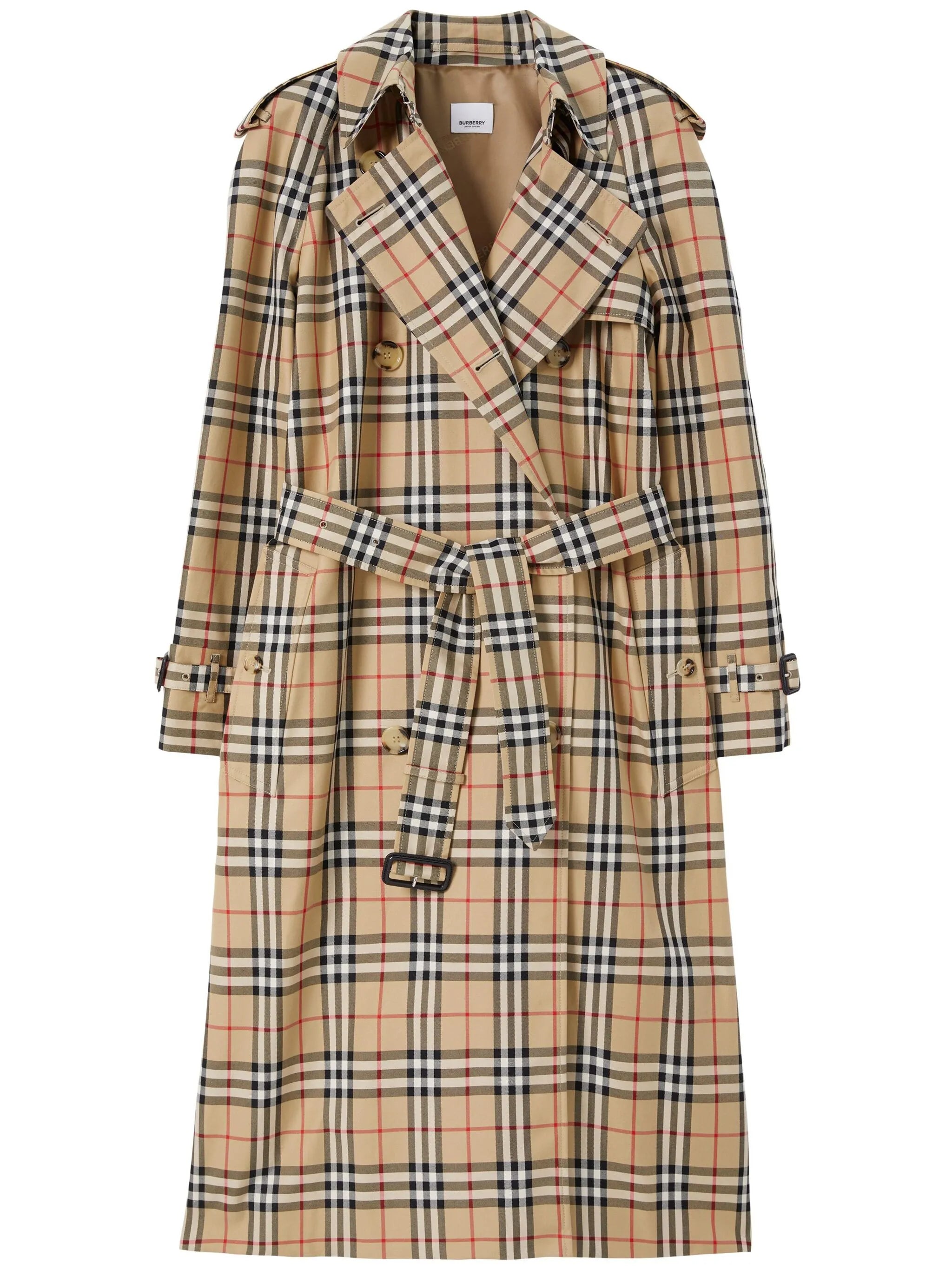 Vintage Check-print trench coat