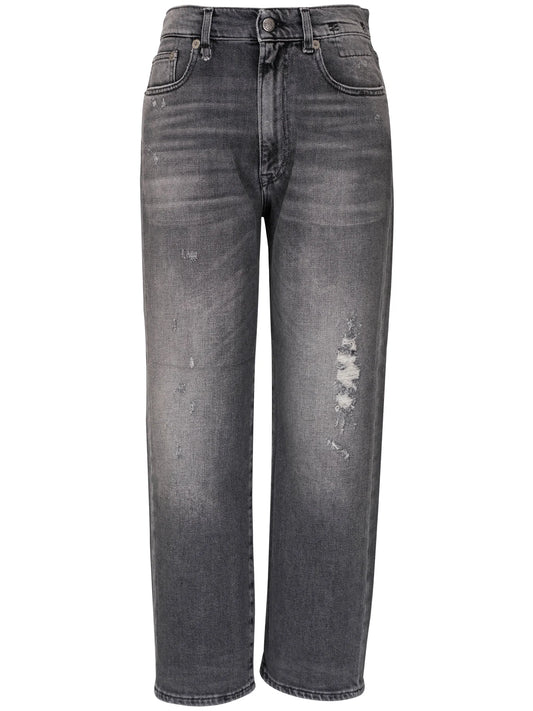 high-rise straight-leg jeans