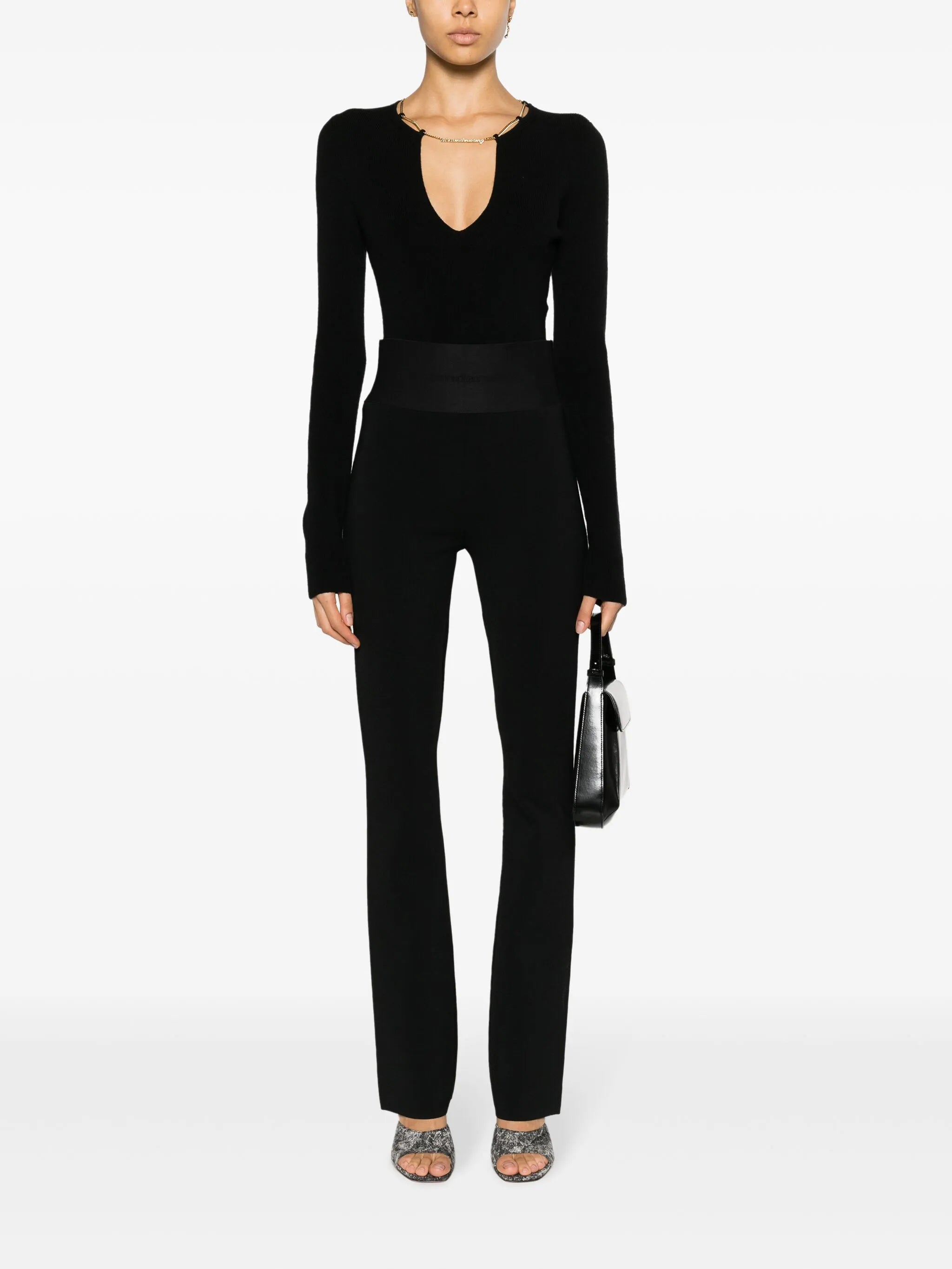 logo-waistband bootcut trousers