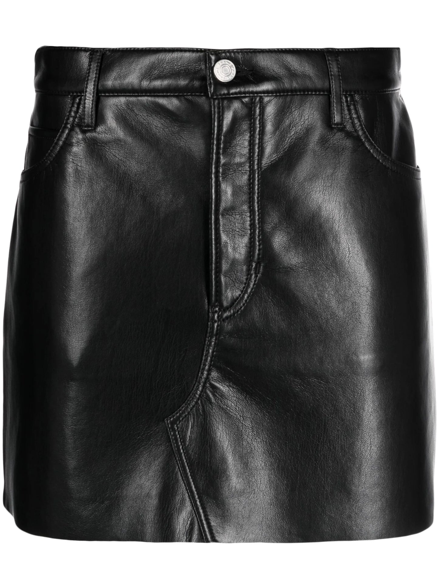 high-waist leather mini skirt