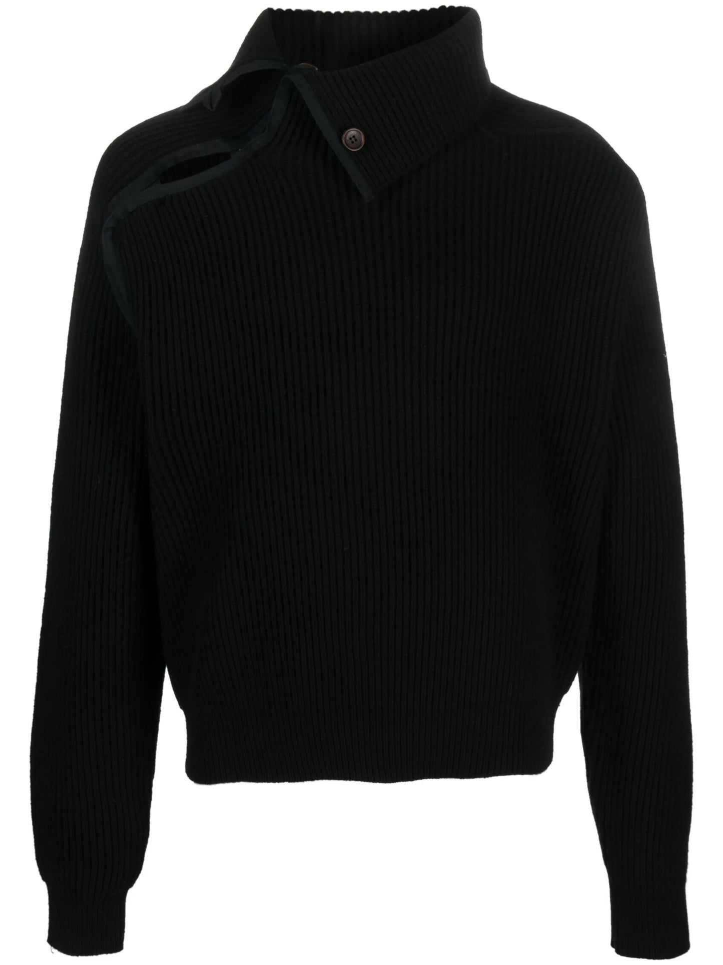 asymmetric ribbed-knit jumper