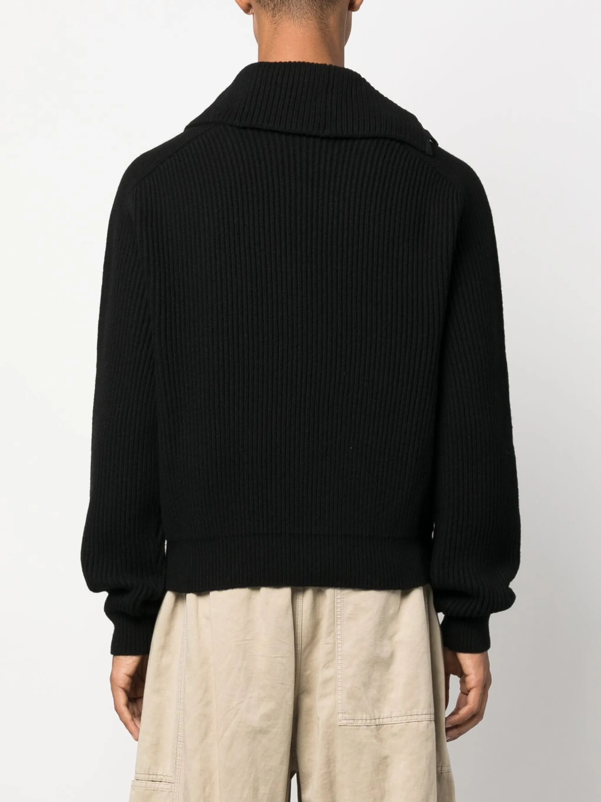 asymmetric ribbed-knit jumper