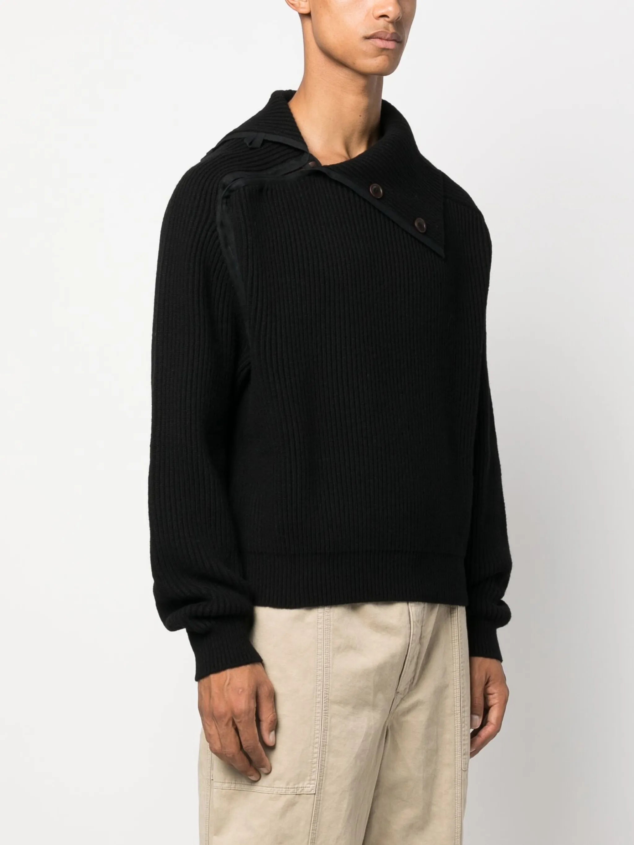 asymmetric ribbed-knit jumper