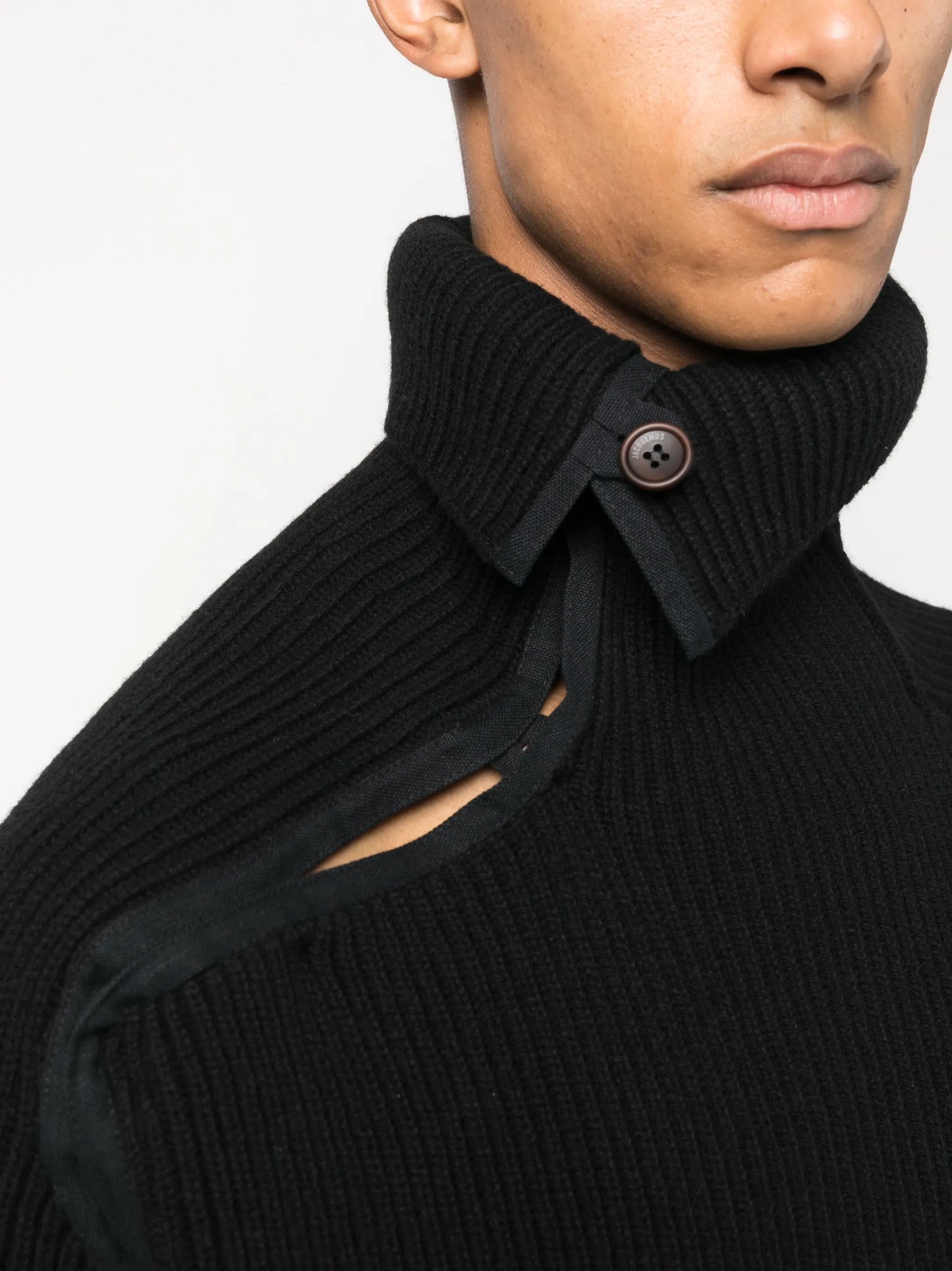 asymmetric ribbed-knit jumper