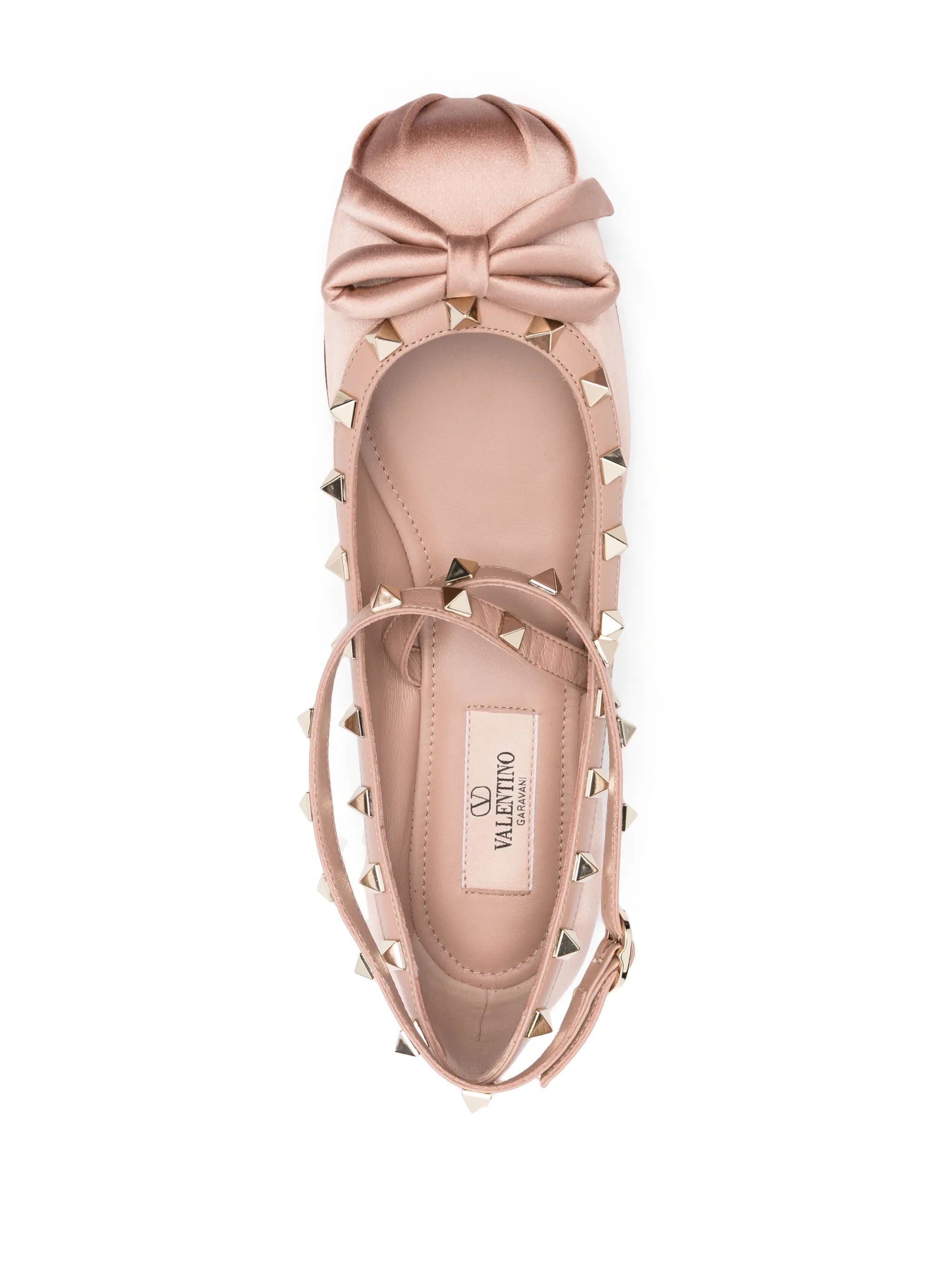 Rockstud satin ballet flats
