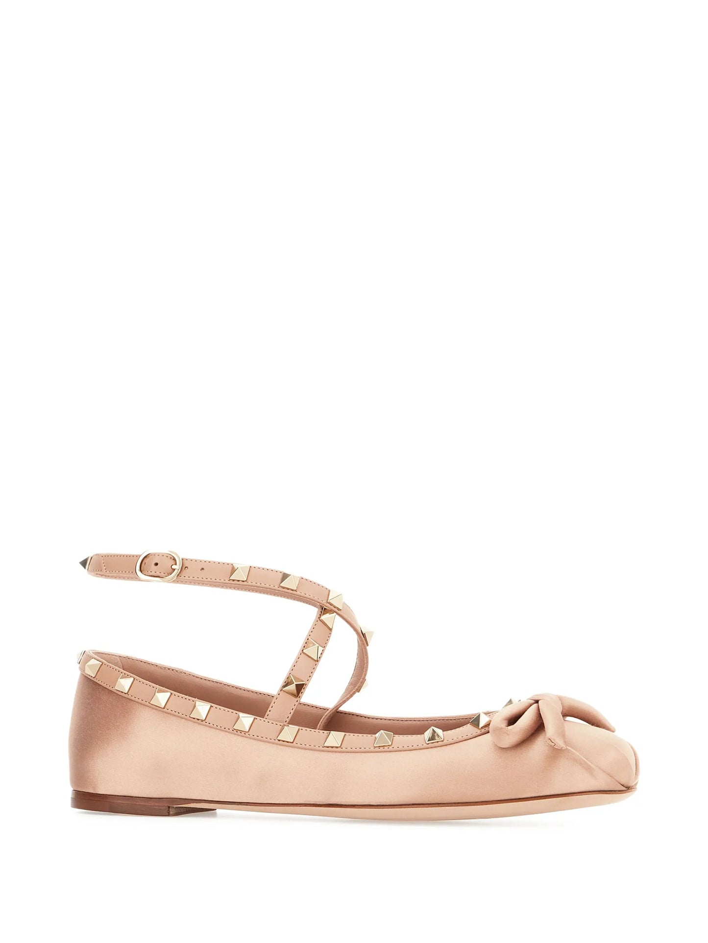 Rockstud satin ballet flats