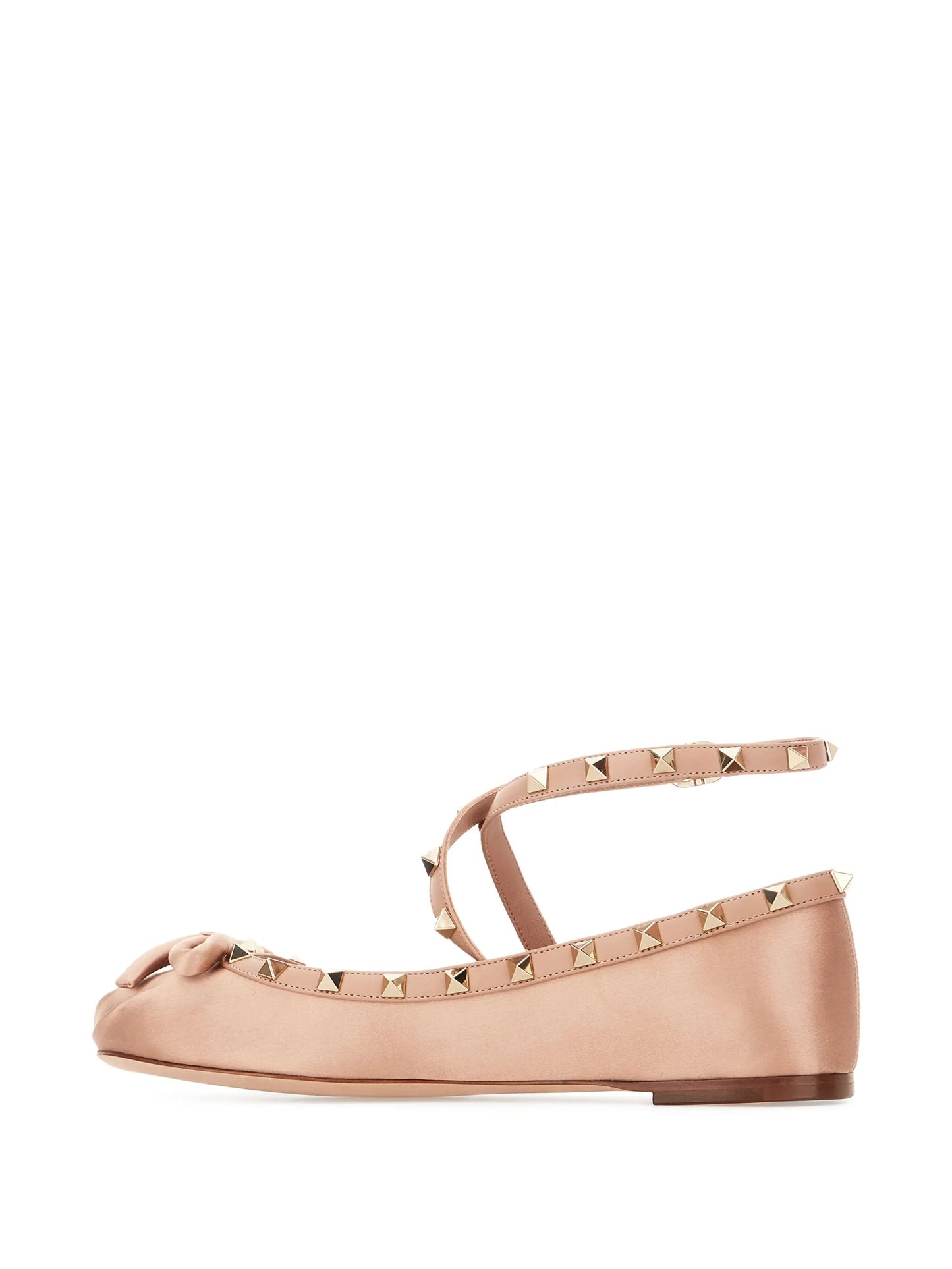 Rockstud satin ballet flats