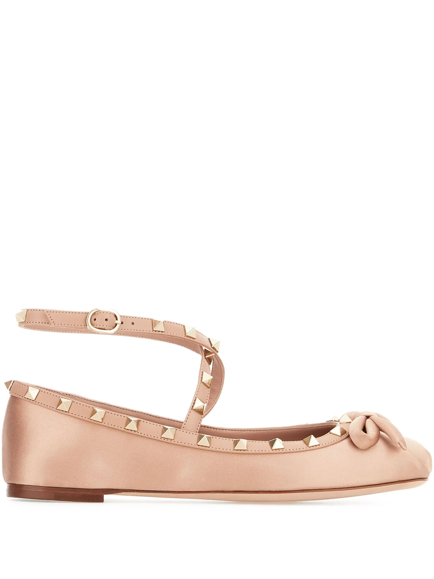 Rockstud satin ballet flats