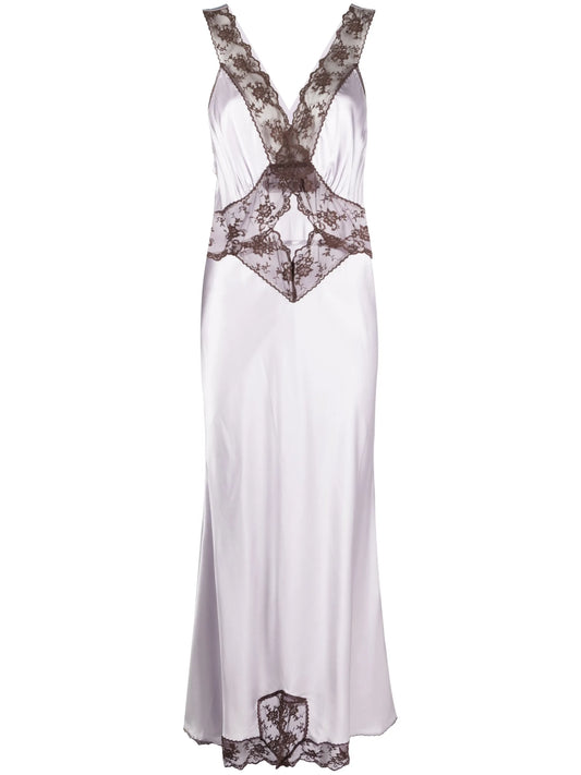 Aries floral-lace silk maxi dress