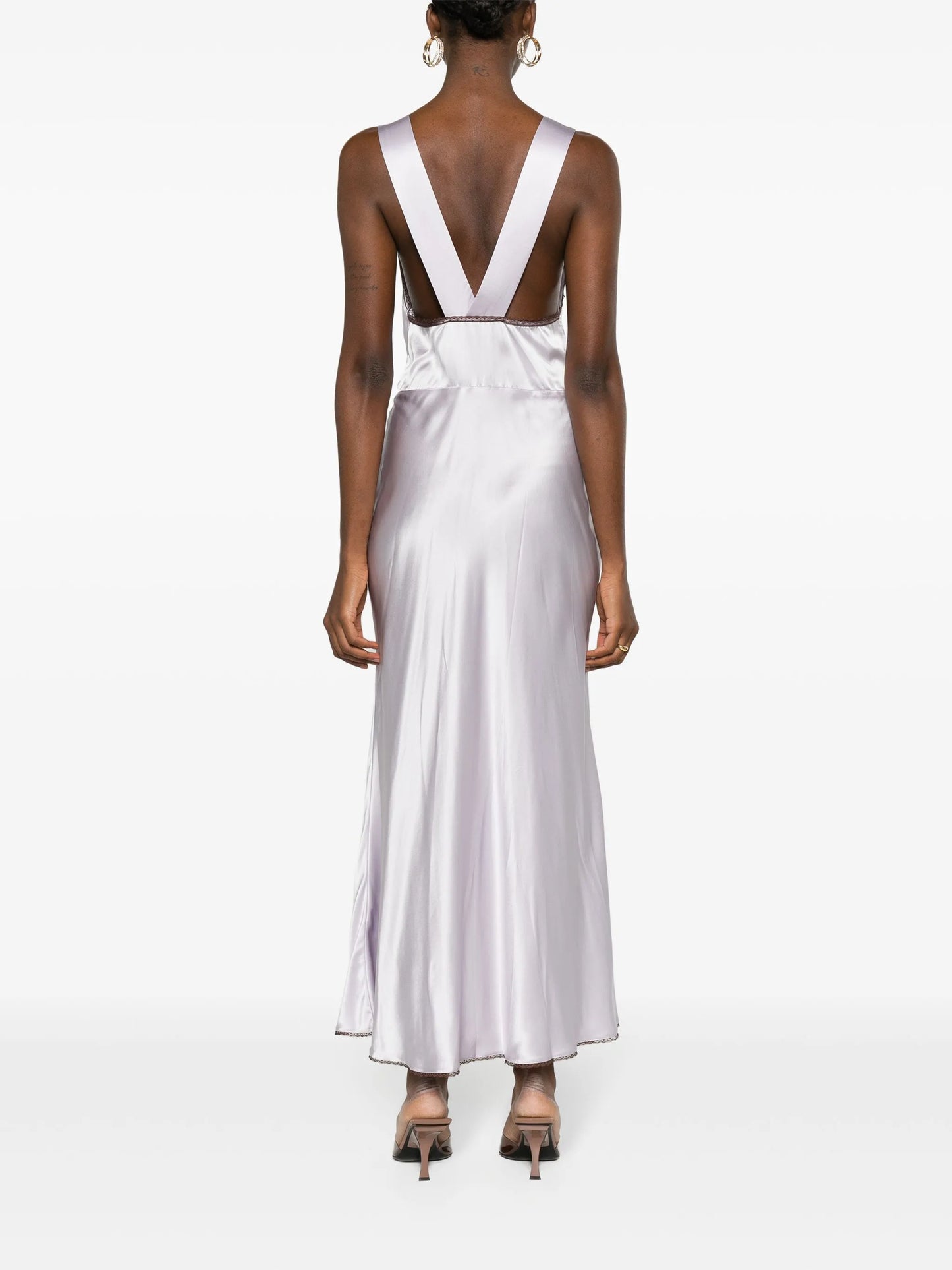 Aries floral-lace silk maxi dress