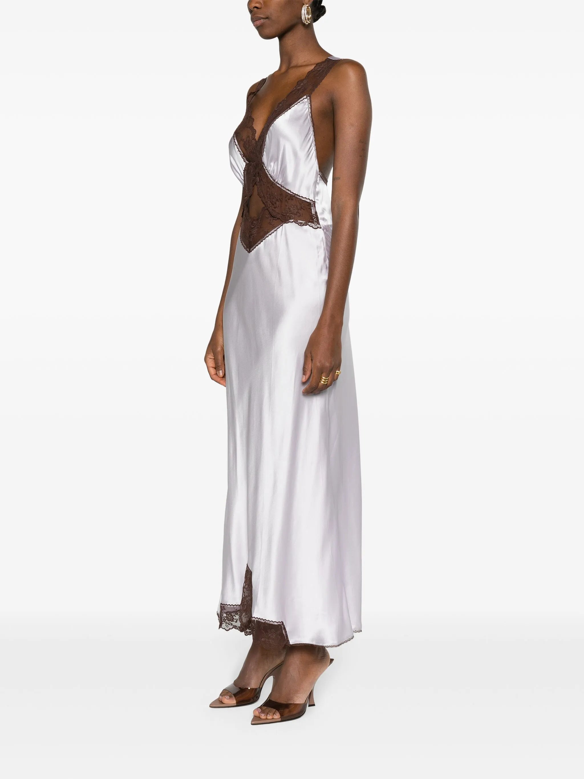 Aries floral-lace silk maxi dress