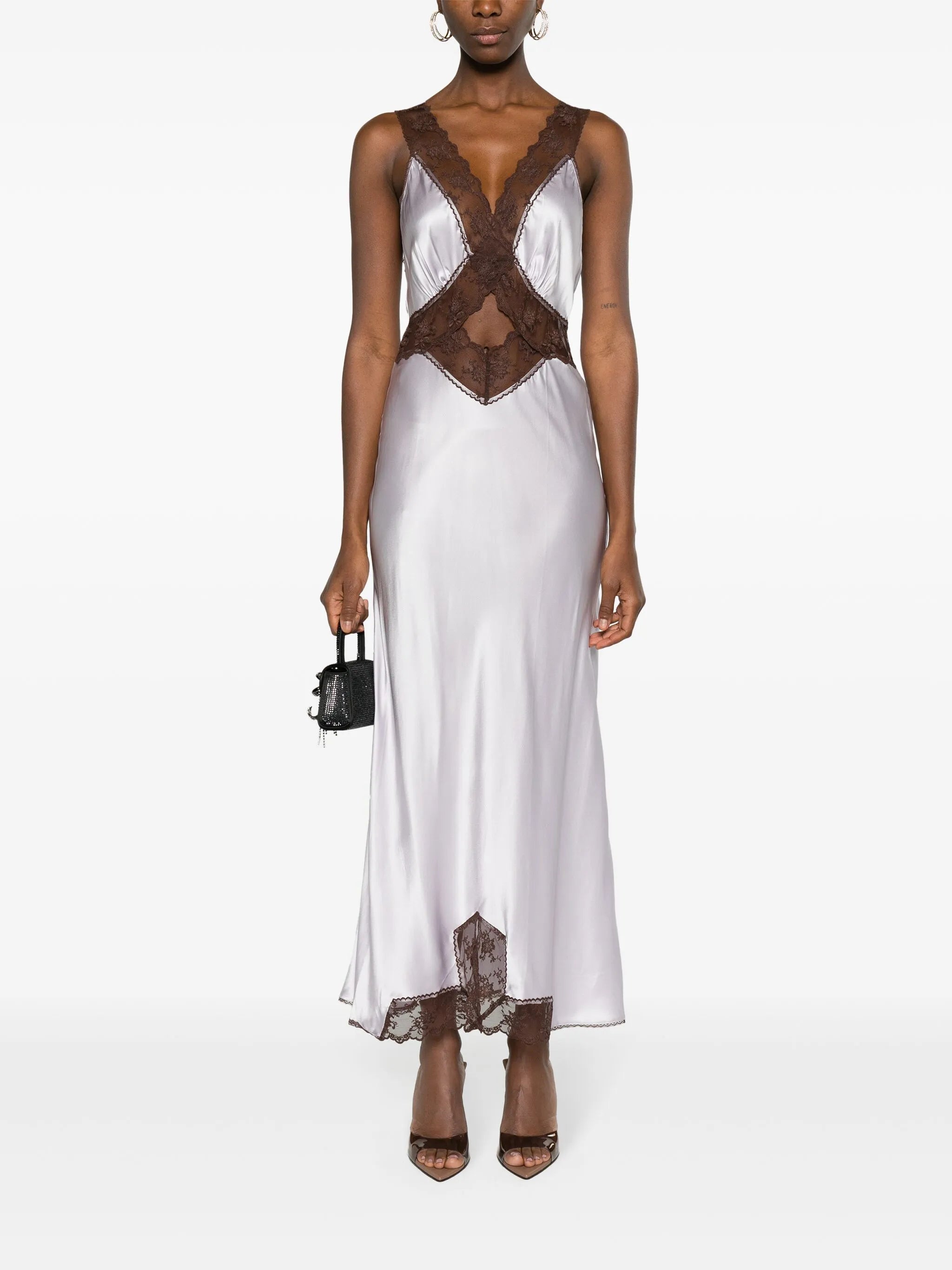 Aries floral-lace silk maxi dress
