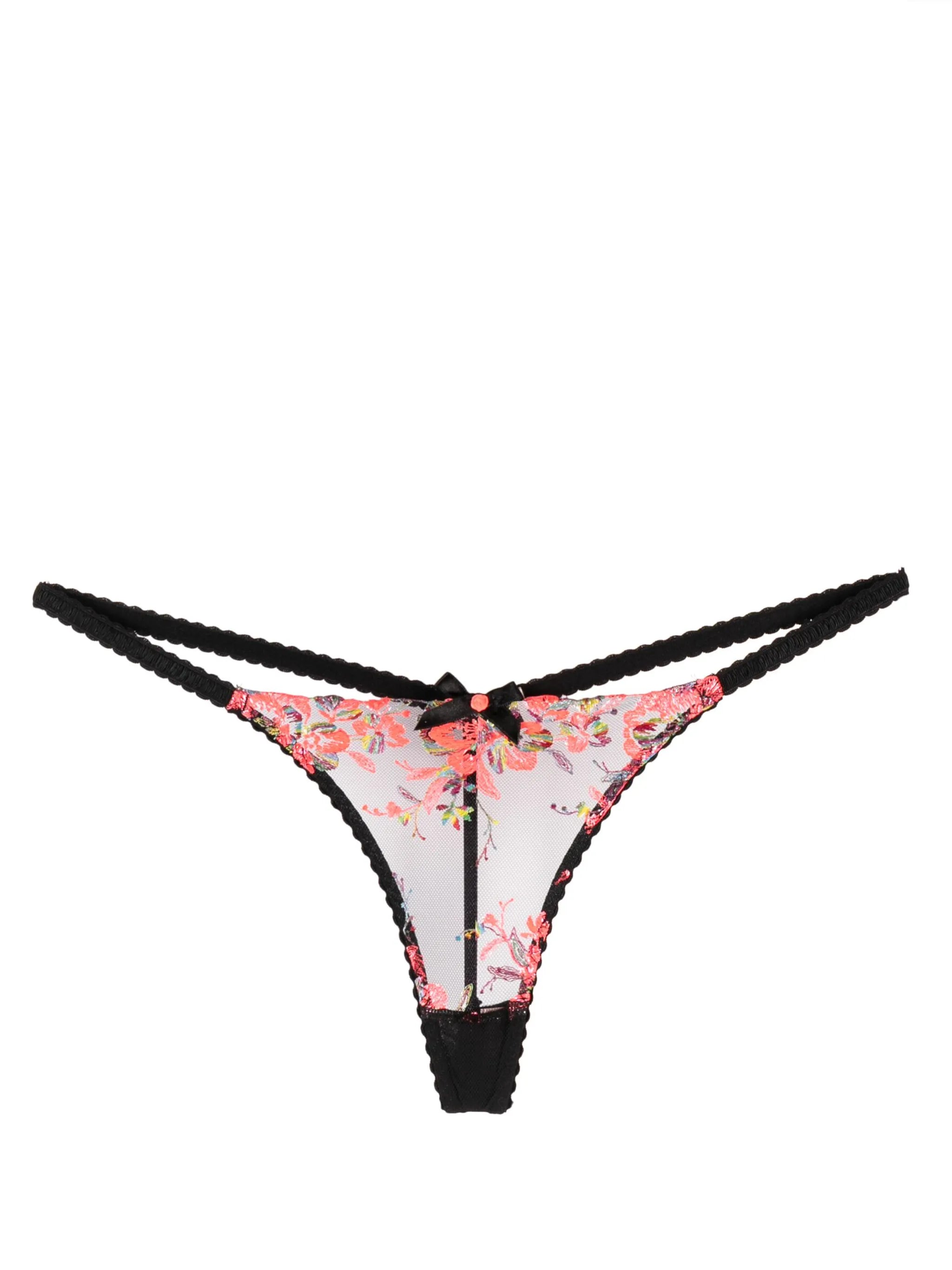 Lexx floral-embroidered sheer thong
