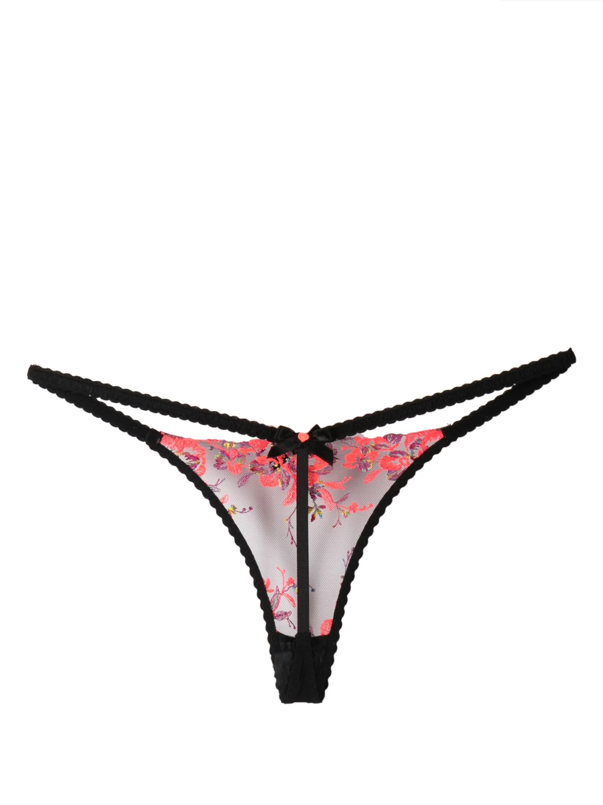 Lexx floral-embroidered sheer thong